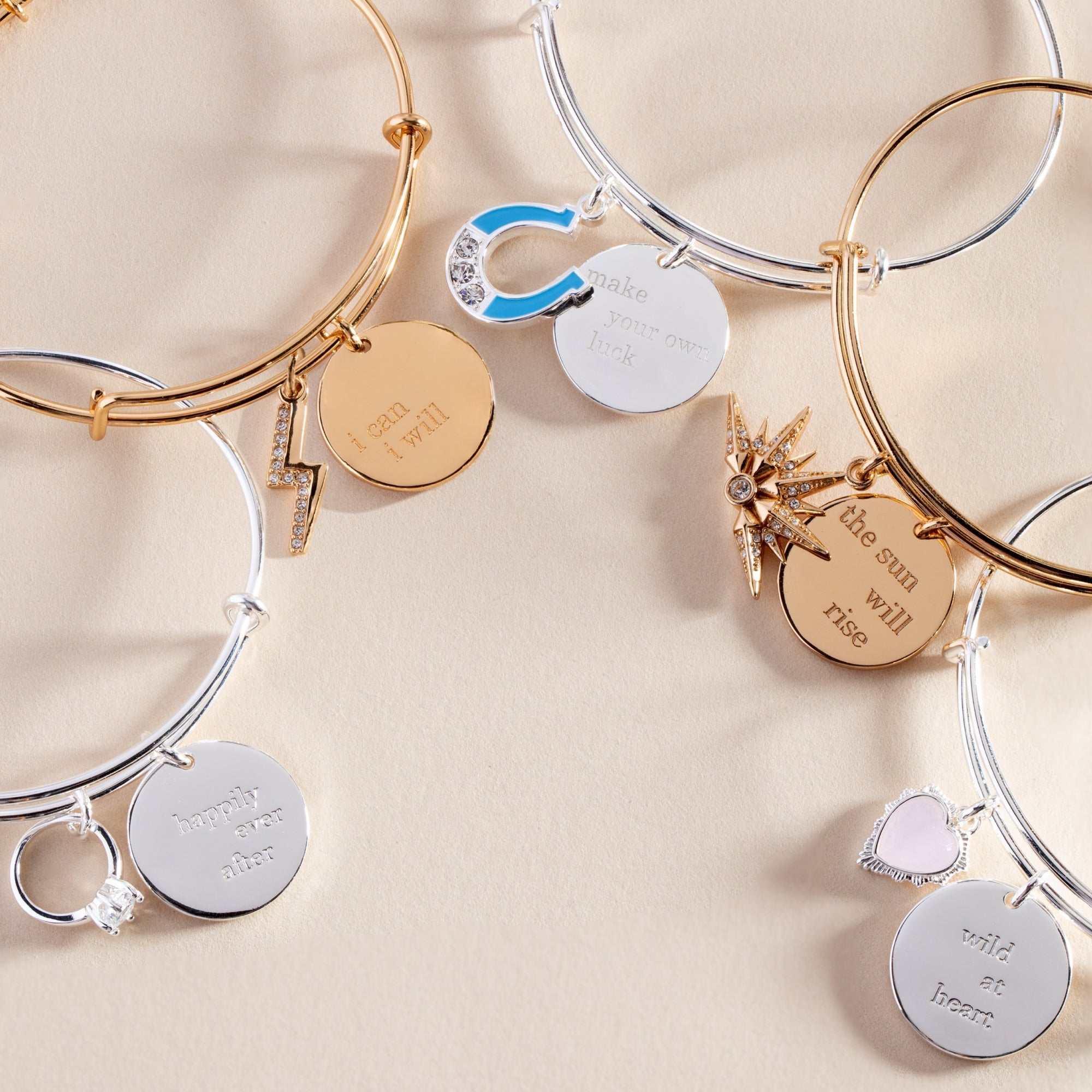 “Make Your Own Luck” Duo Charm Bangle by ALEX AND ANI at Shirley Shoppe