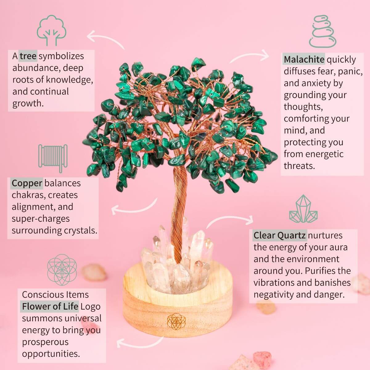 Malachite Anxiety Tree Lamp by Conscious Items at Shirley Shoppe