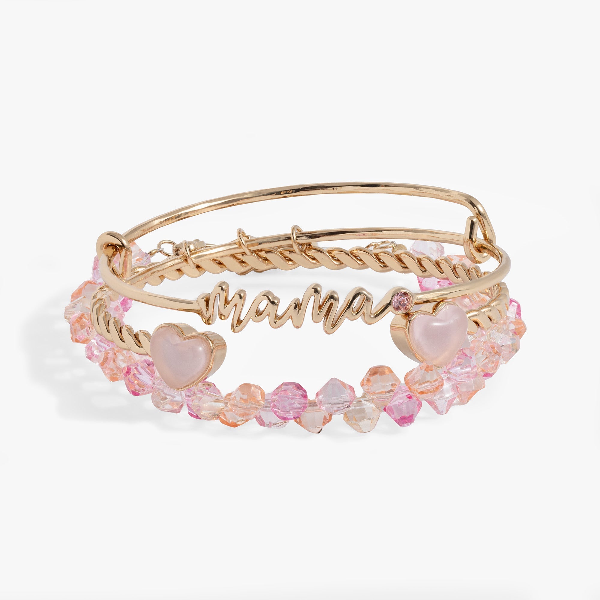 'Mama' Pink Beaded Bangle Set of 3 by ALEX AND ANI at Shirley Shoppe