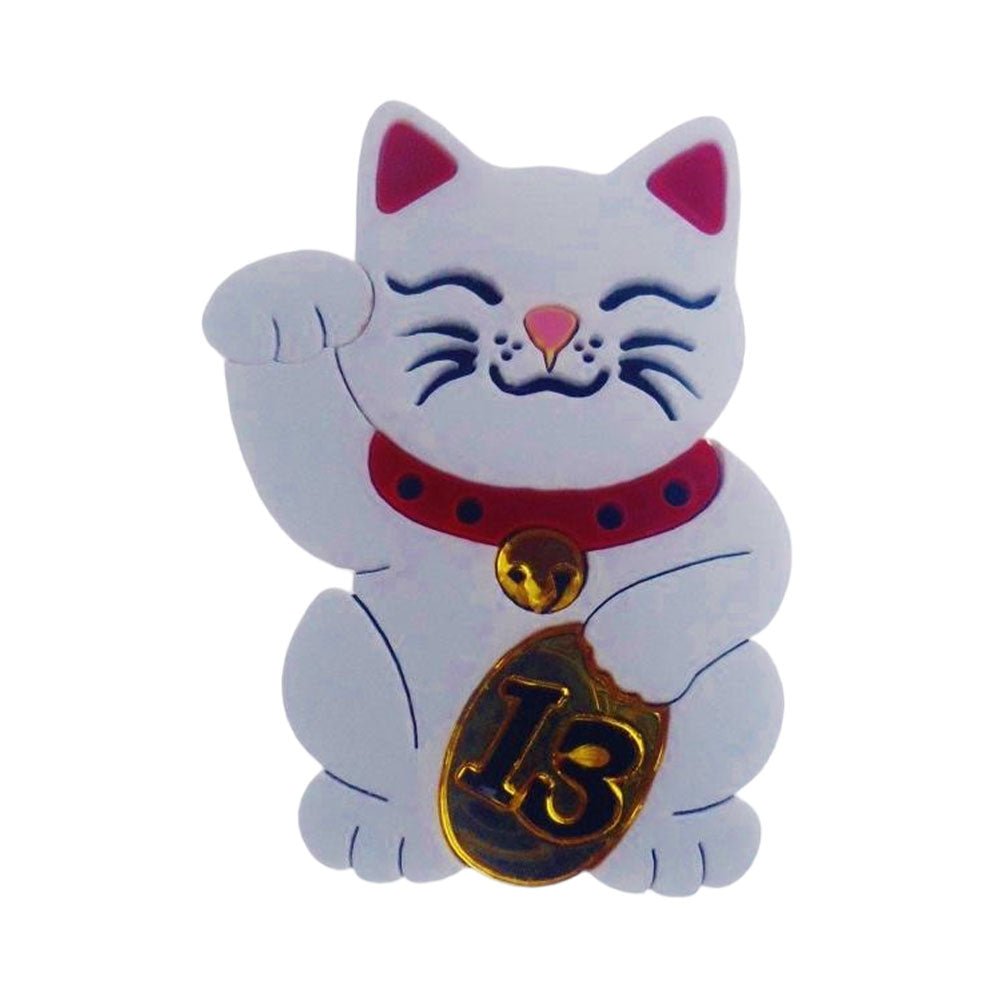 Maneki Neko Lucky Cat Brooch by Cherryloco Jewellery by Quirks! at Shirley Shoppe