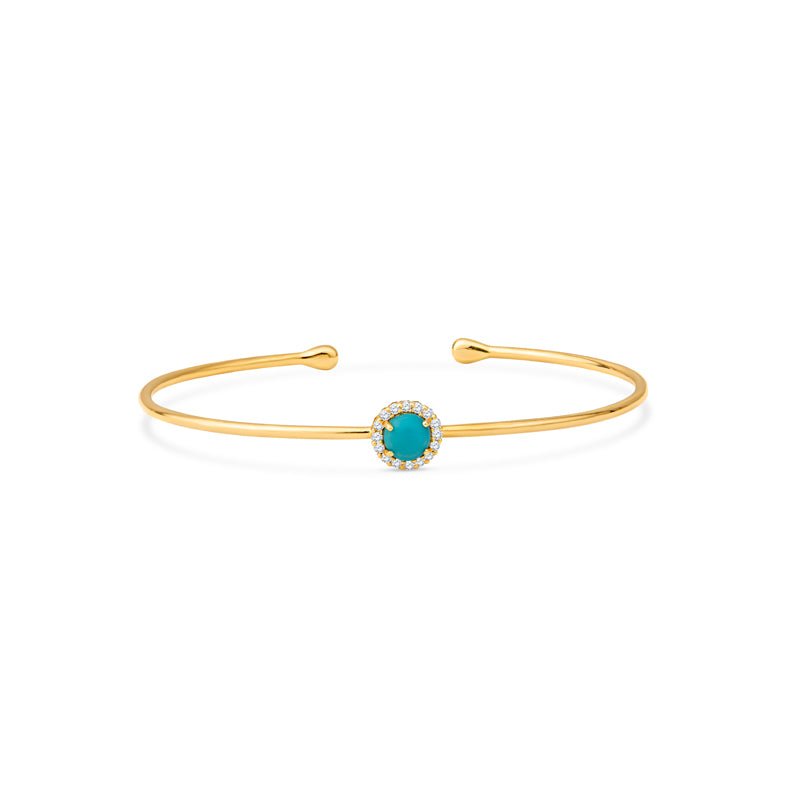 Maria 14K Gold Diamond and Turquoise Bangle by Christina Greene at Shirley Shoppe