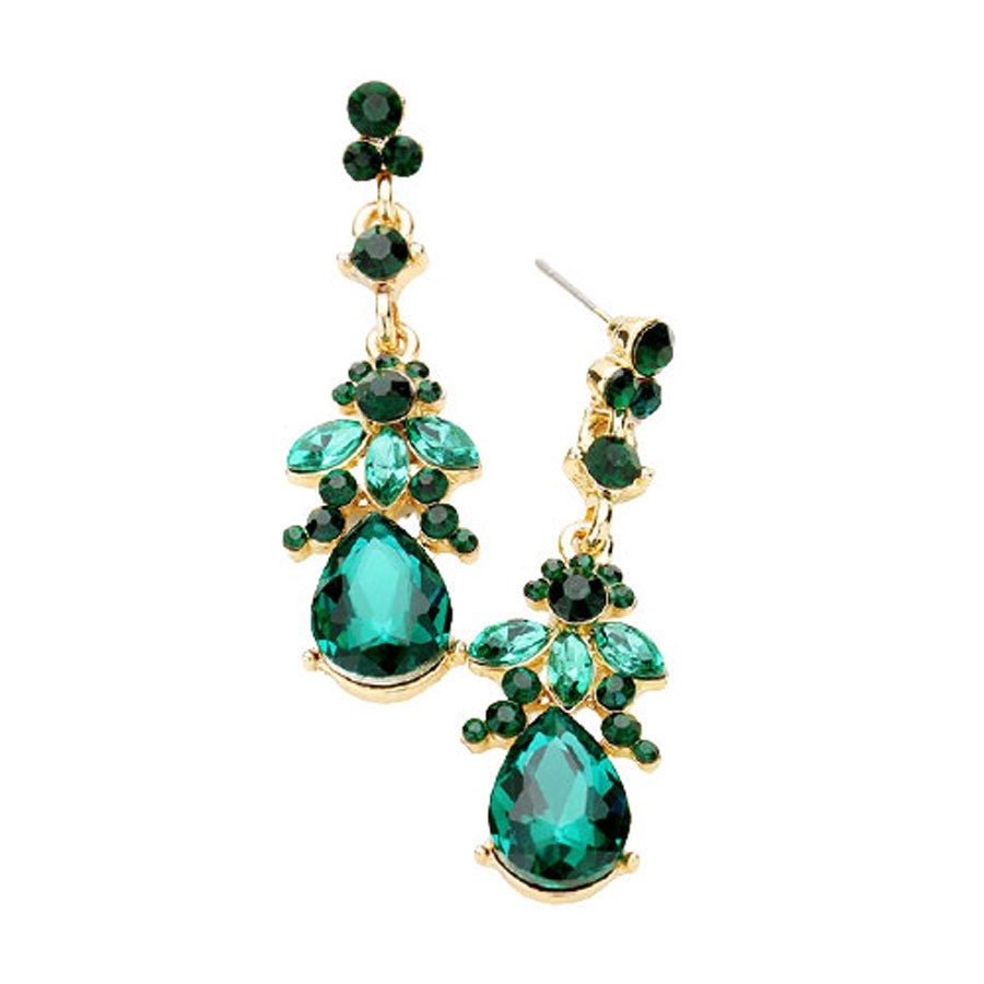 Marquise Crystal Teardrop Accented Evening Earrings
