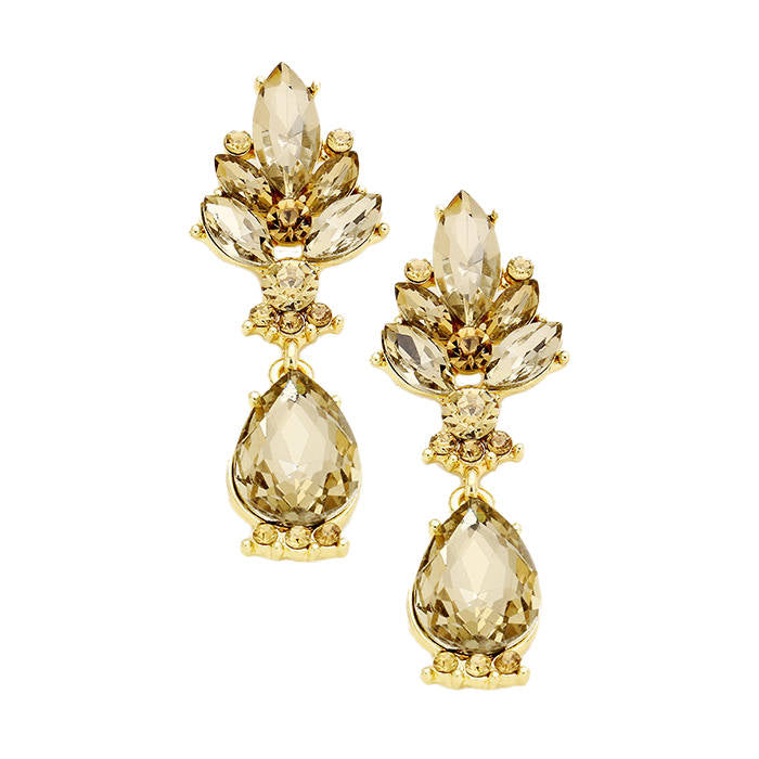 Marquise Glass Crystal Teardrop Dangle Evening Earrings