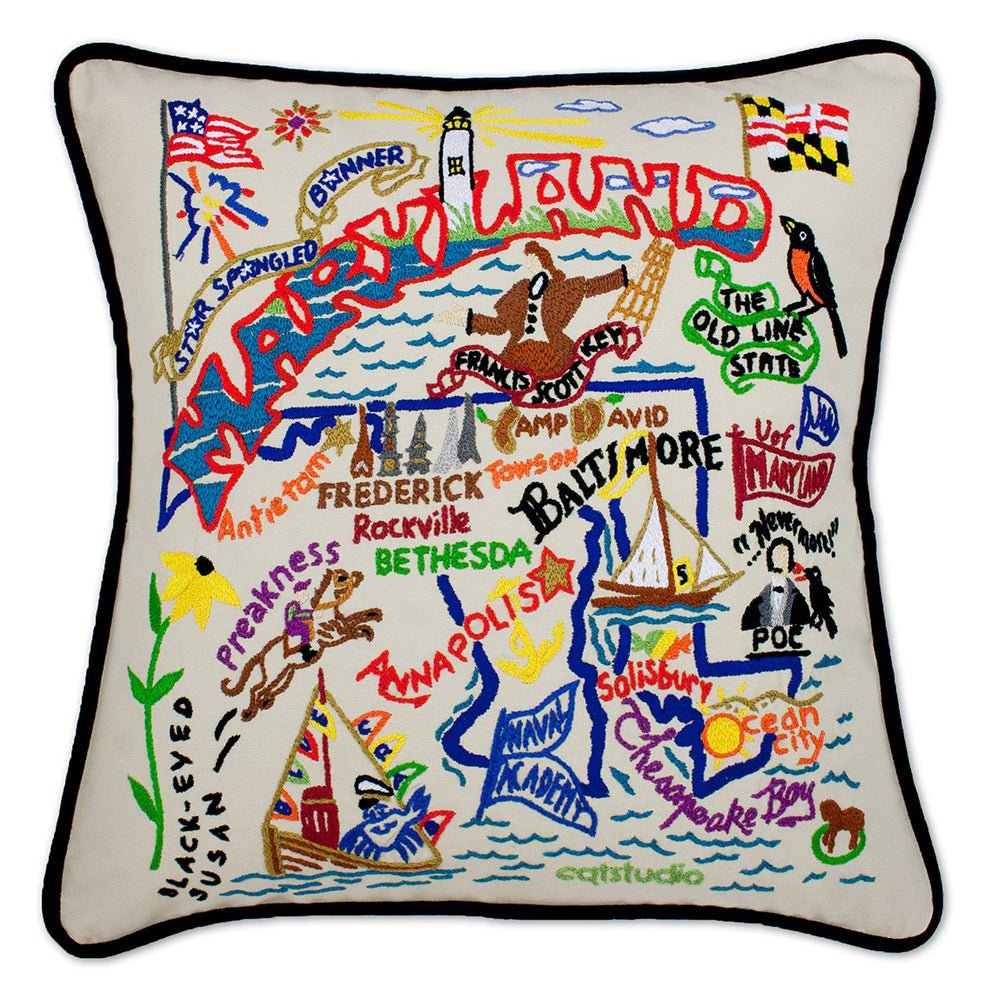Maryland Hand - Embroidered Pillow by Quirks! at Shirley Shoppe