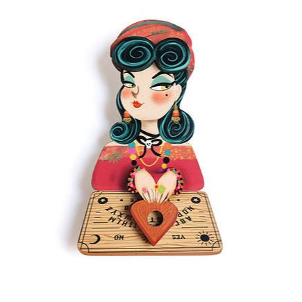 Medium with Ouija Board Interactive Brooch by Laliblue – Retro Kitschy Statement Brooch for Collectors by Quirks! at Shirley Shoppe