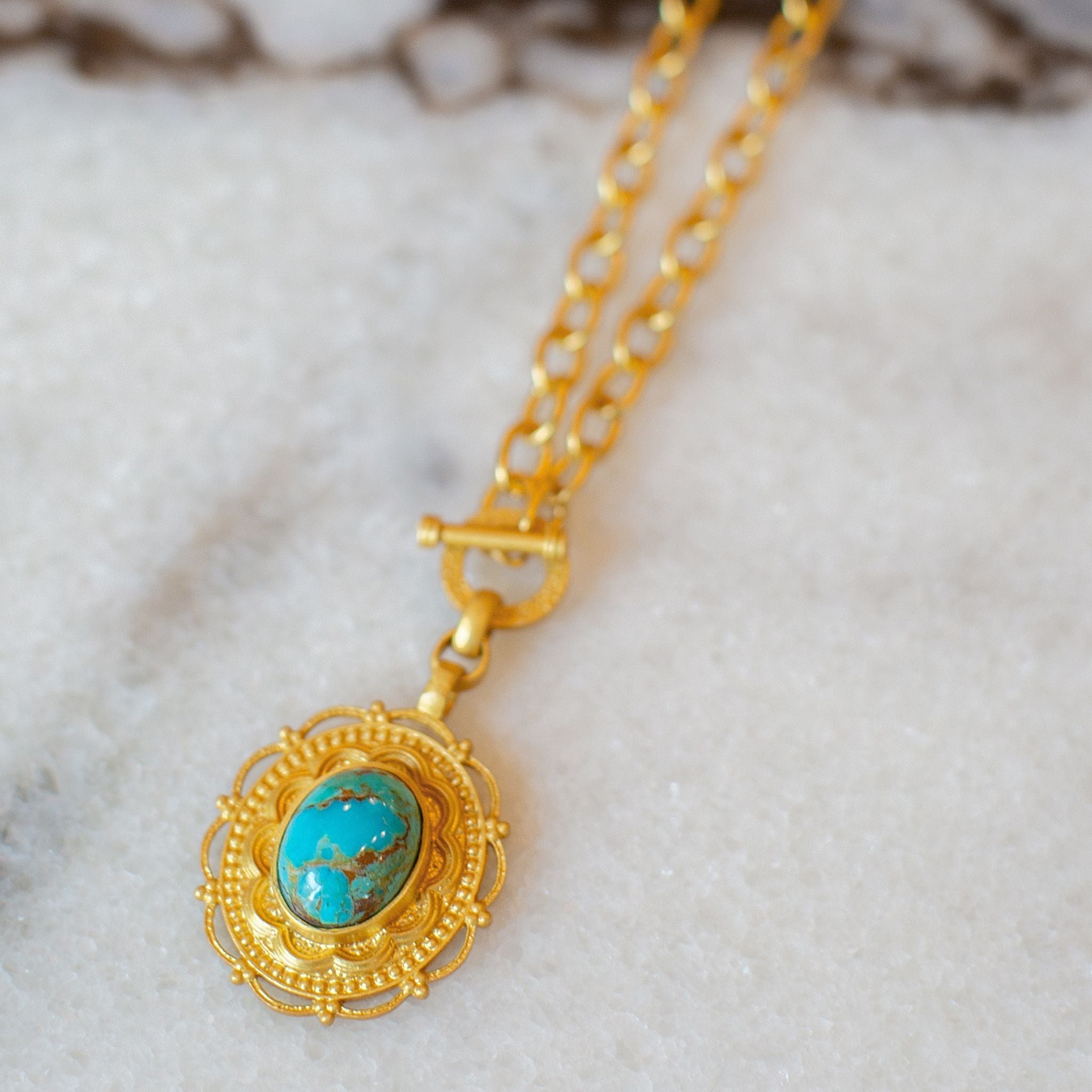 Meet Me in Mykonos Toggle Necklace - Turquoise by Christina Greene at Shirley Shoppe