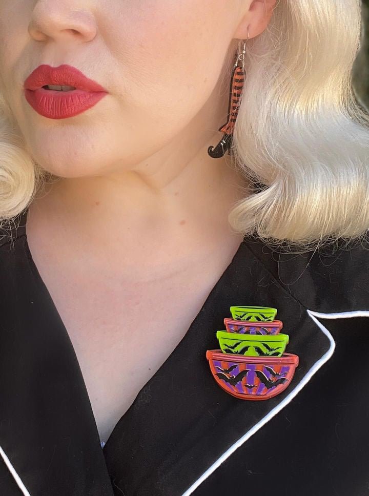 Menacing Mixers Halloween Bowls Brooch by Lipstick & Chrome by Quirks! at Shirley Shoppe