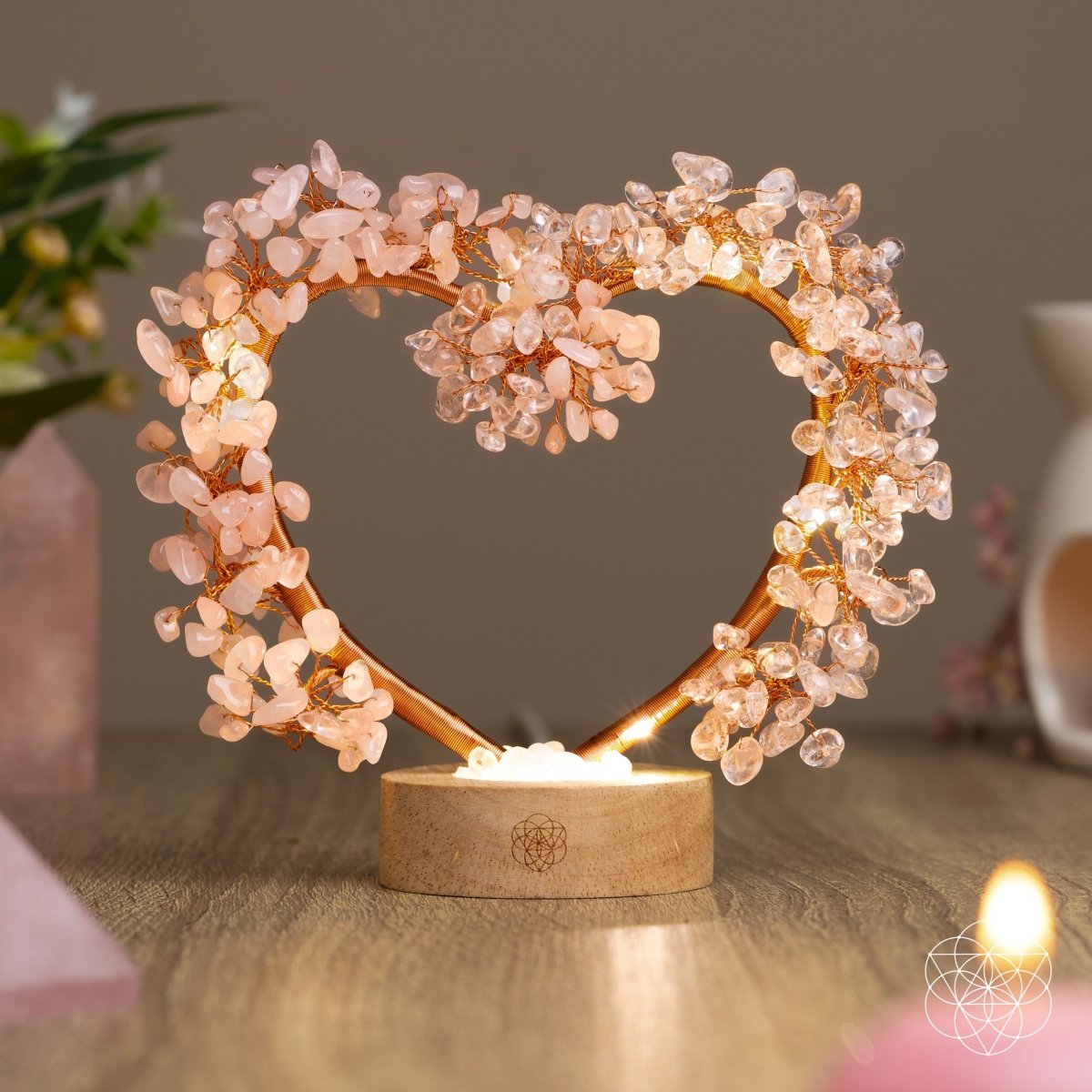 Mend My Broken Heart - Rose & Clear Quartz Tree Lamp by Conscious Items at Shirley Shoppe