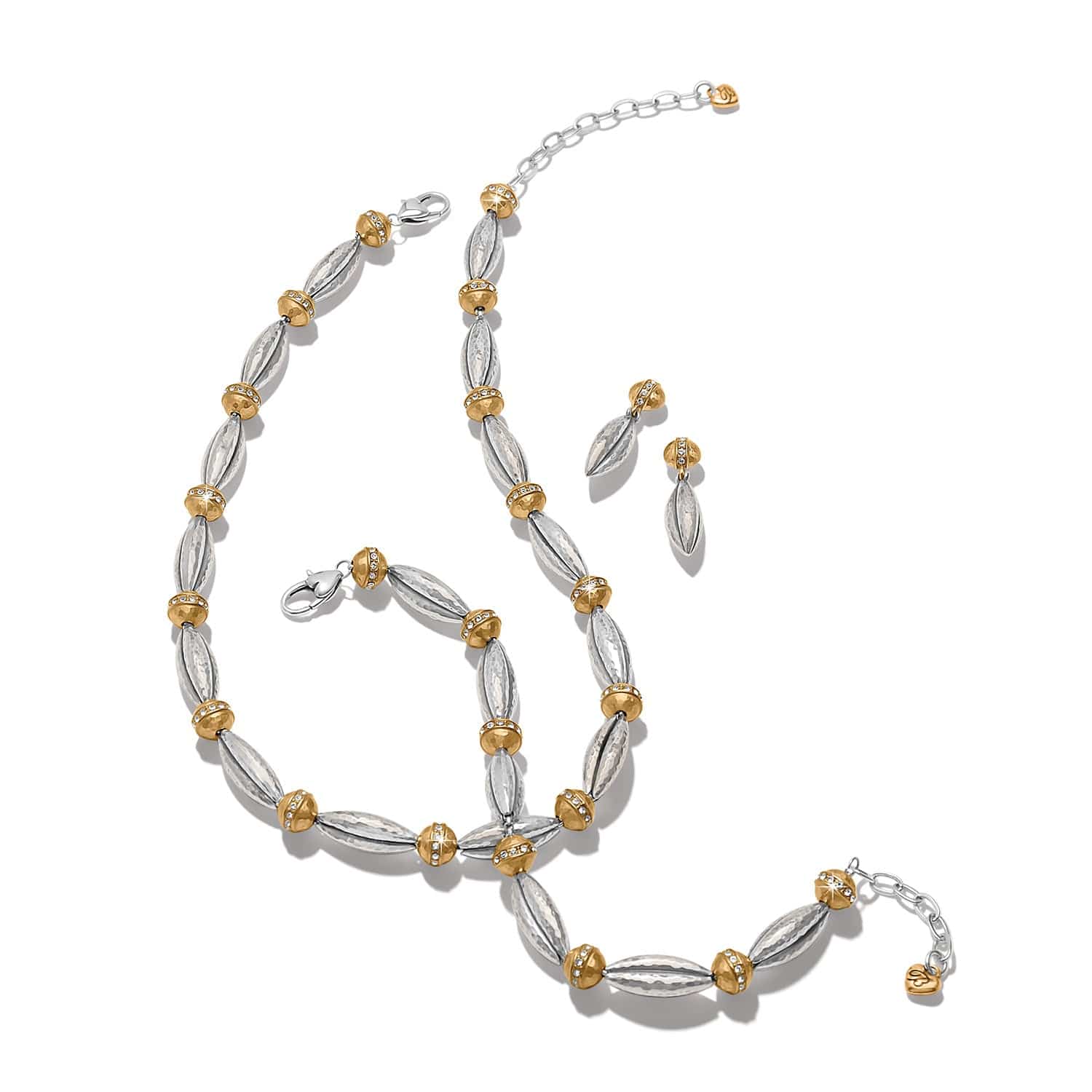 Meridian Orbit Bead Two Tone Post Drop Earrings