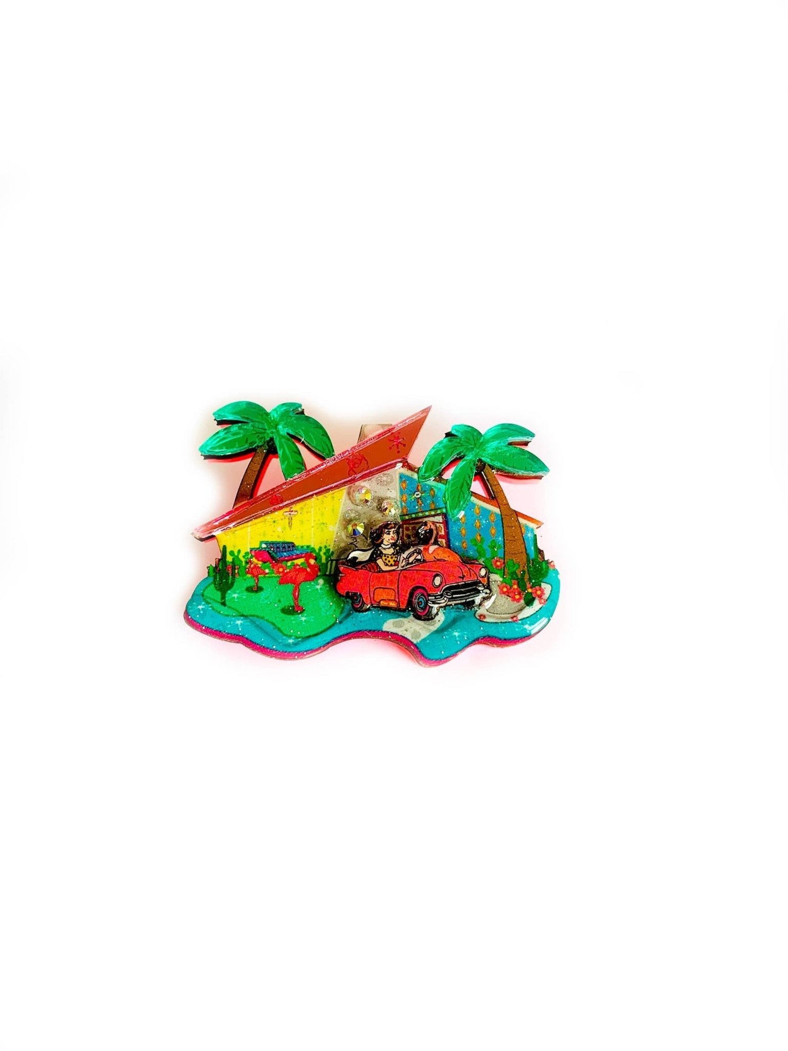 Mid Century Palm Springs House Brooch by Rosie Rose Parker by Quirks! at Shirley Shoppe