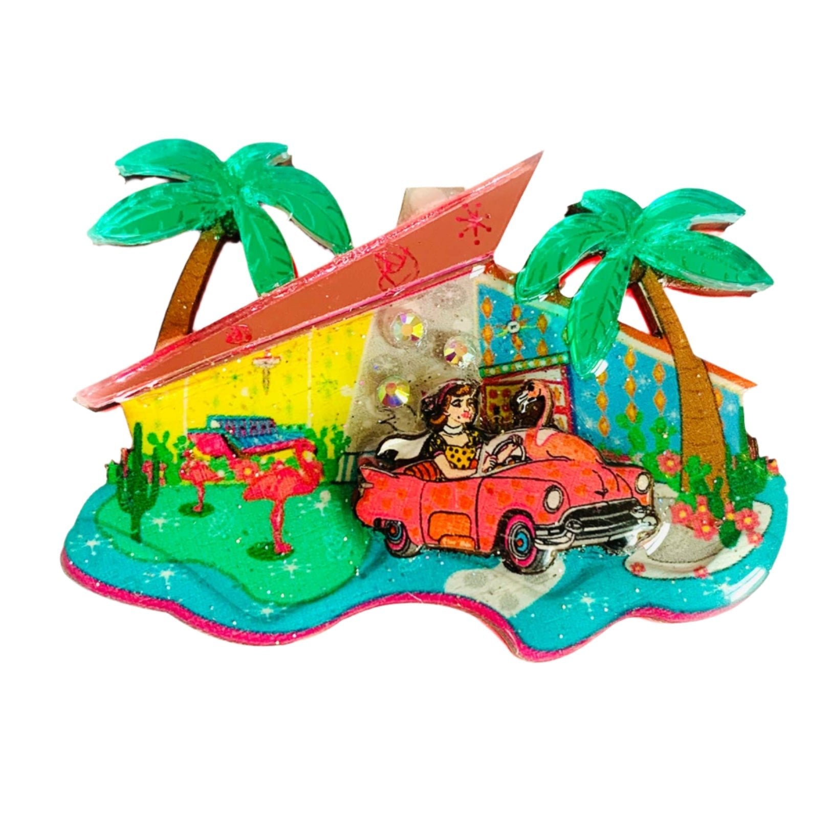 Mid Century Palm Springs House Brooch by Rosie Rose Parker by Quirks! at Shirley Shoppe