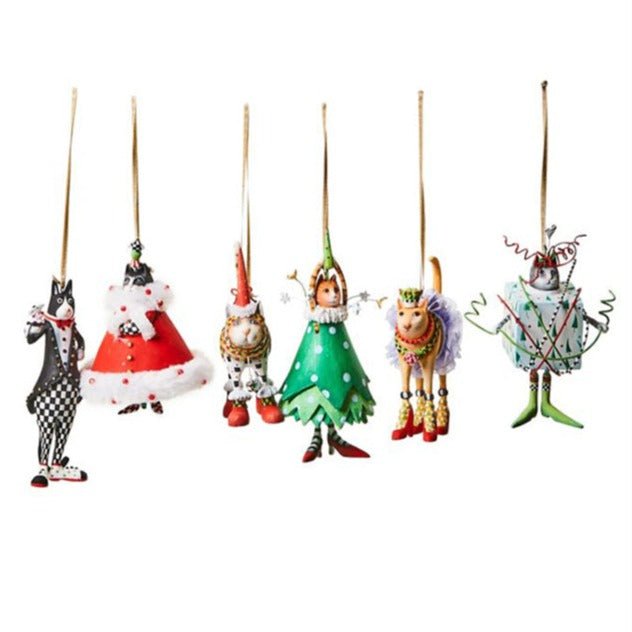 Mini Cat Ornaments, Set of 6 by Patience Brewster by Quirks! at Shirley Shoppe