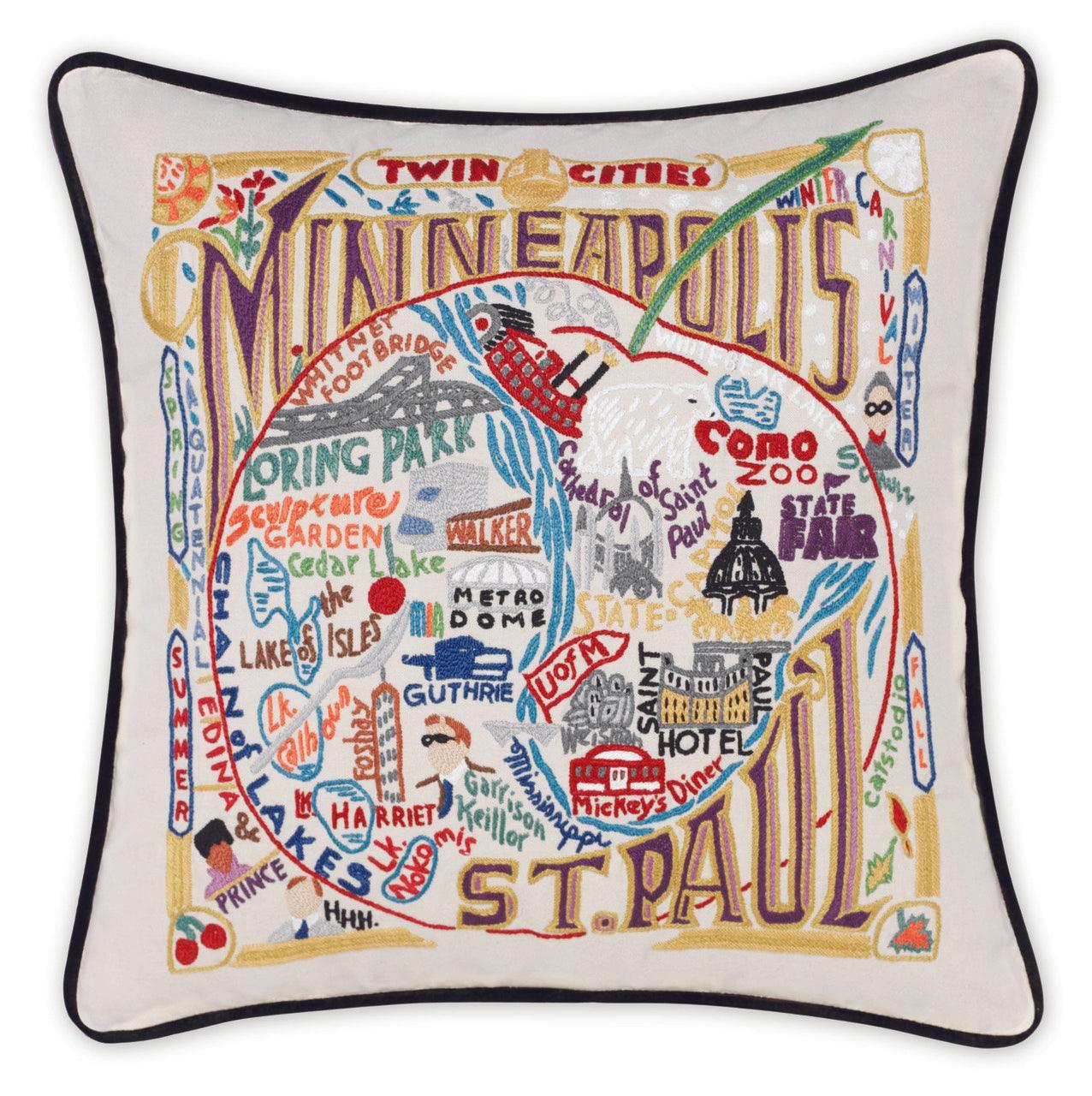 Minneapolis - St. Paul Hand - Embroidered Pillow by Quirks! at Shirley Shoppe