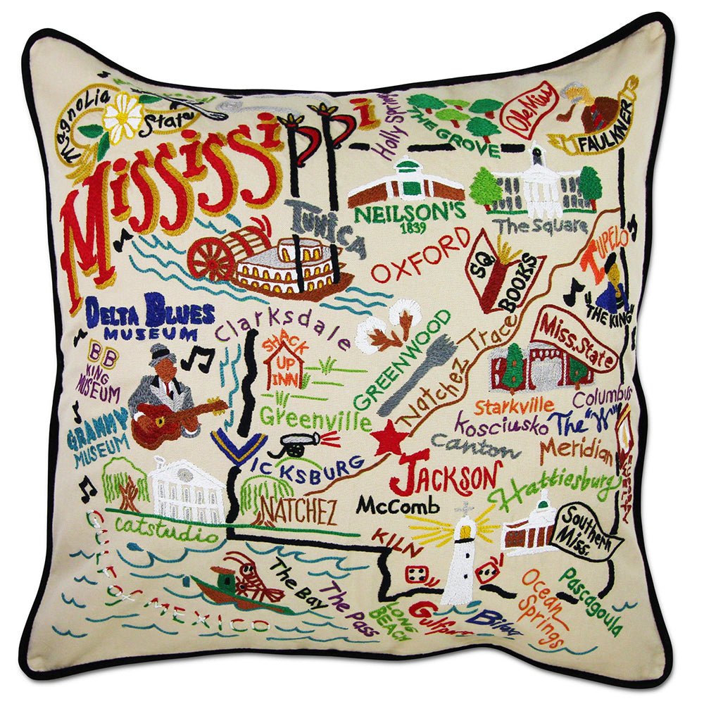 Mississippi Hand - Embroidered Pillow by Quirks! at Shirley Shoppe