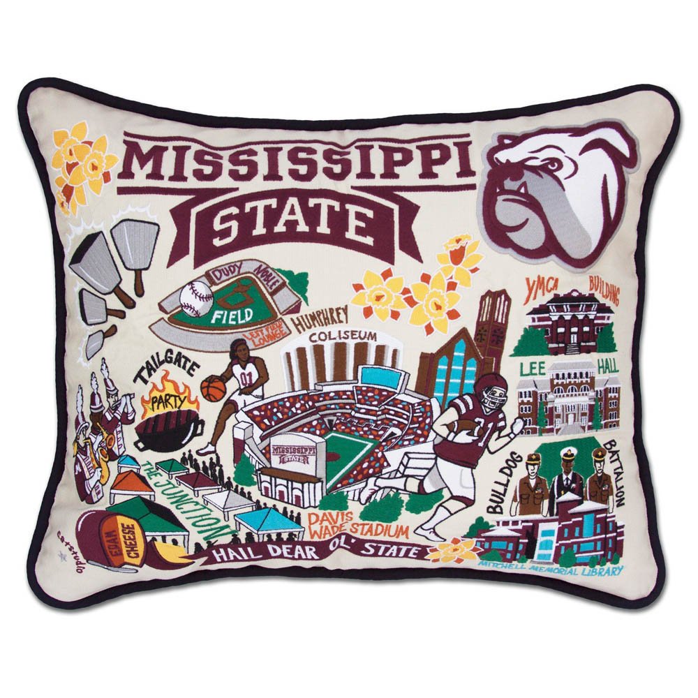 Mississippi State University Collegiate Embroidered Pillow by CatStudio by Quirks! at Shirley Shoppe