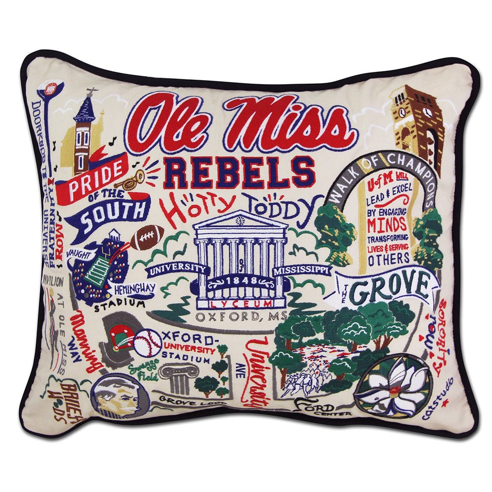Mississippi, University of (Ole Miss.) Collegiate Hand - Embroidered Pillow by Quirks! at Shirley Shoppe