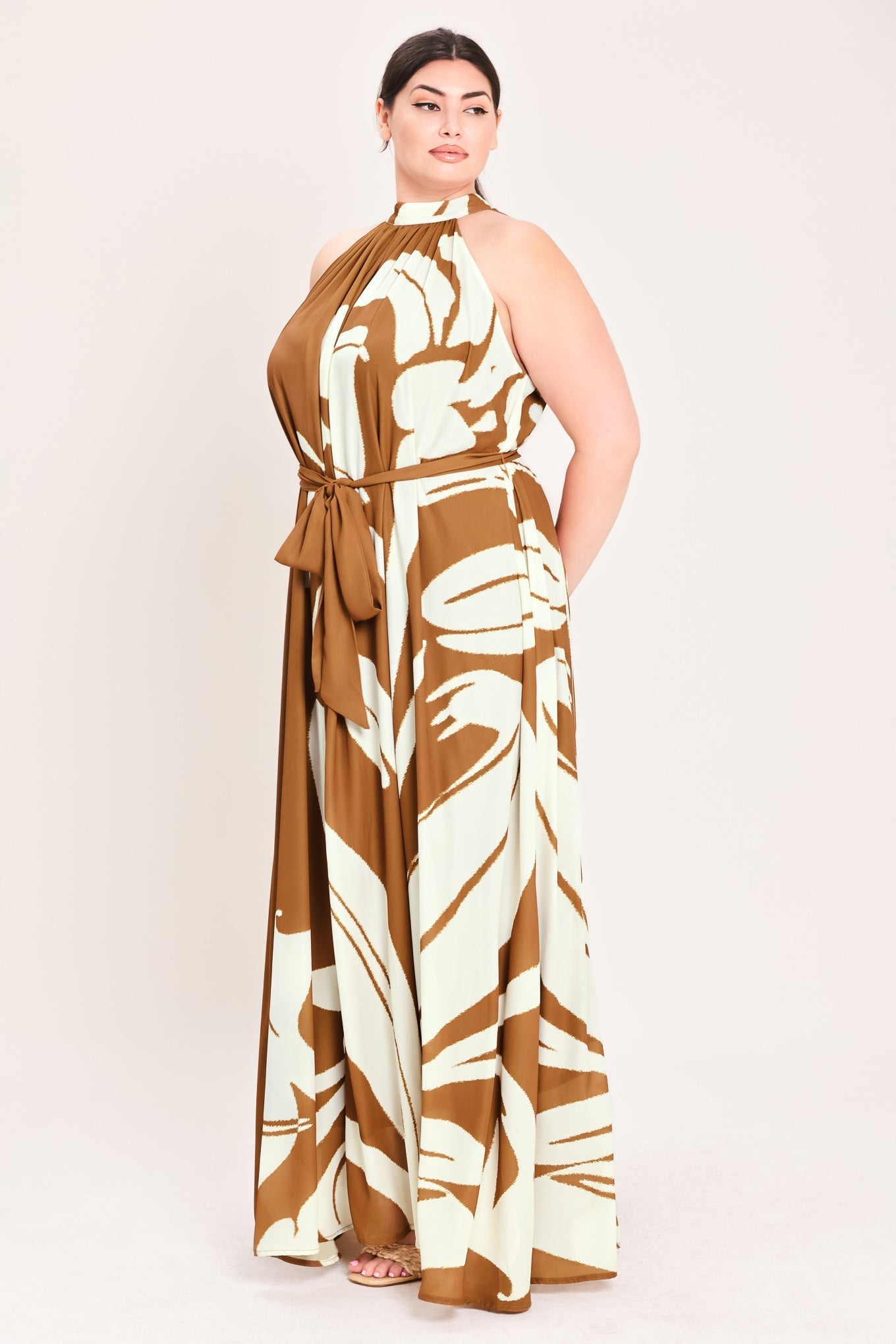 MOCHA SERENITY WOVEN MAXI DRESS by Flying Tomato at Shirley Shoppe