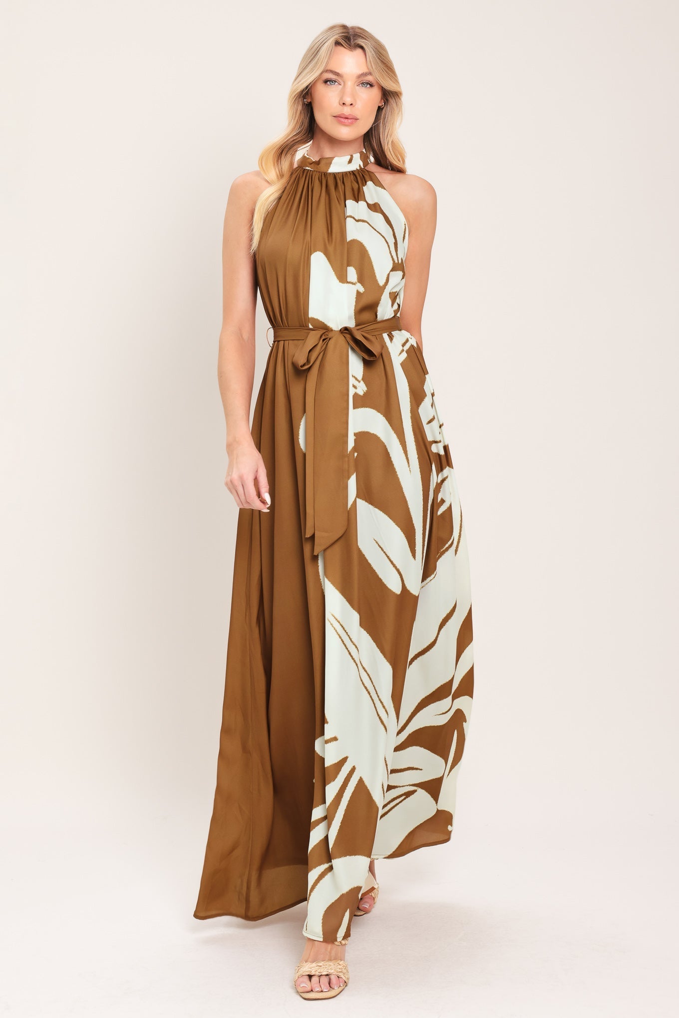 MOCHA SERENITY WOVEN MAXI DRESS by Flying Tomato at Shirley Shoppe
