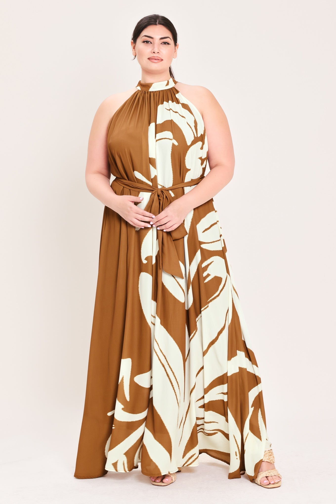 MOCHA SERENITY WOVEN MAXI DRESS by Flying Tomato at Shirley Shoppe