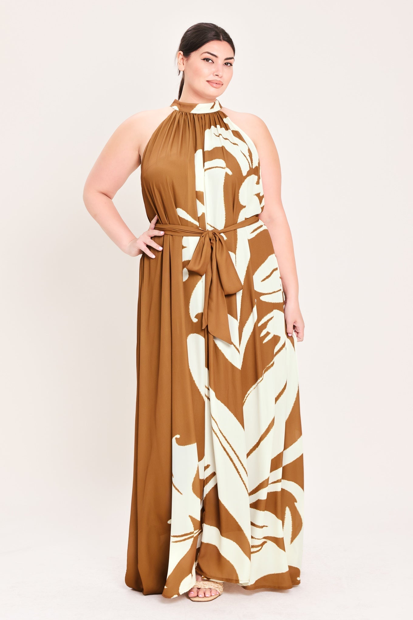 MOCHA SERENITY WOVEN MAXI DRESS by Flying Tomato at Shirley Shoppe