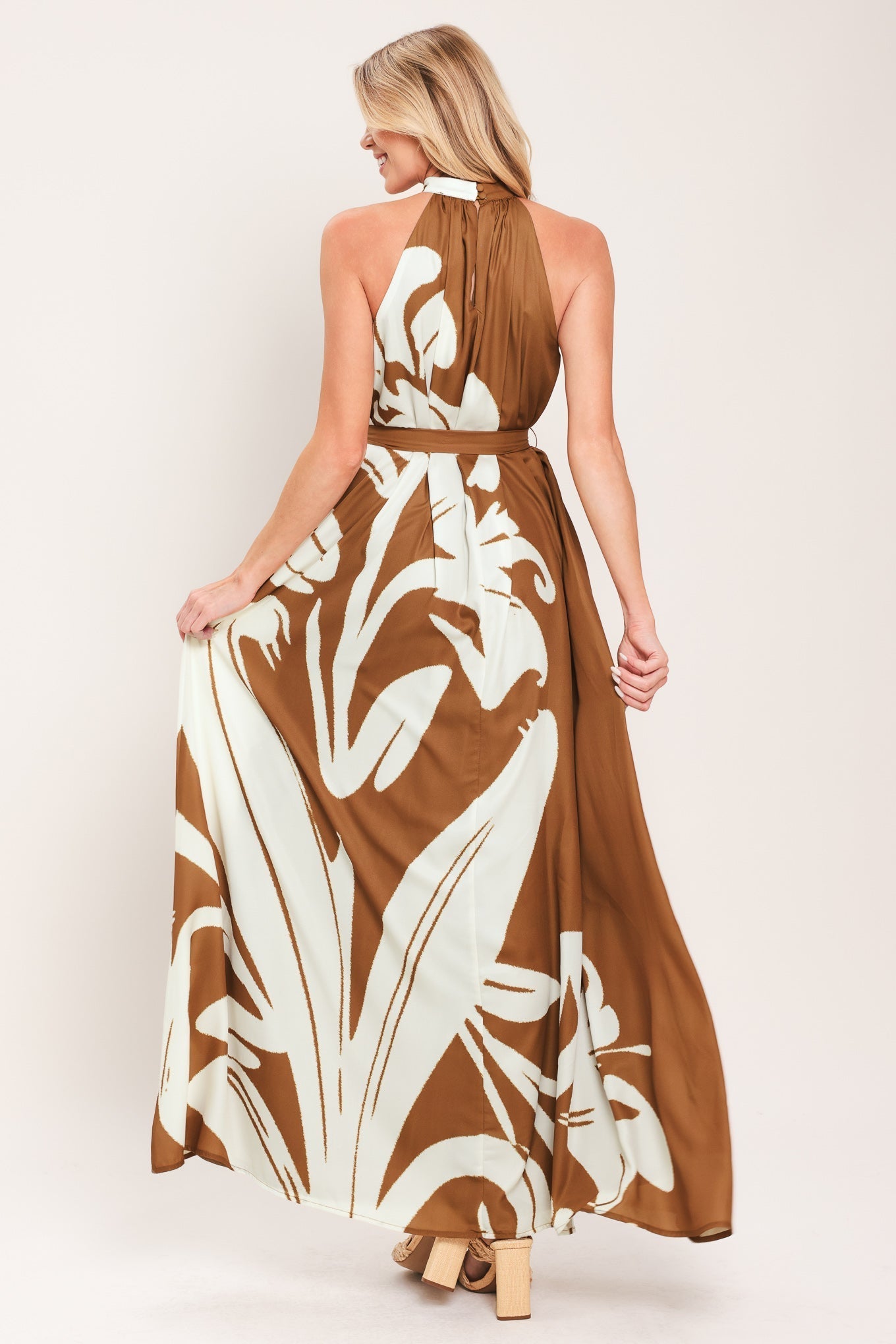 MOCHA SERENITY WOVEN MAXI DRESS by Flying Tomato at Shirley Shoppe