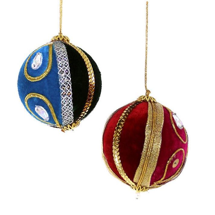Mod Velvet Bauble 2 Assorted Red & Blue by Cody Foster by Quirks! at Shirley Shoppe