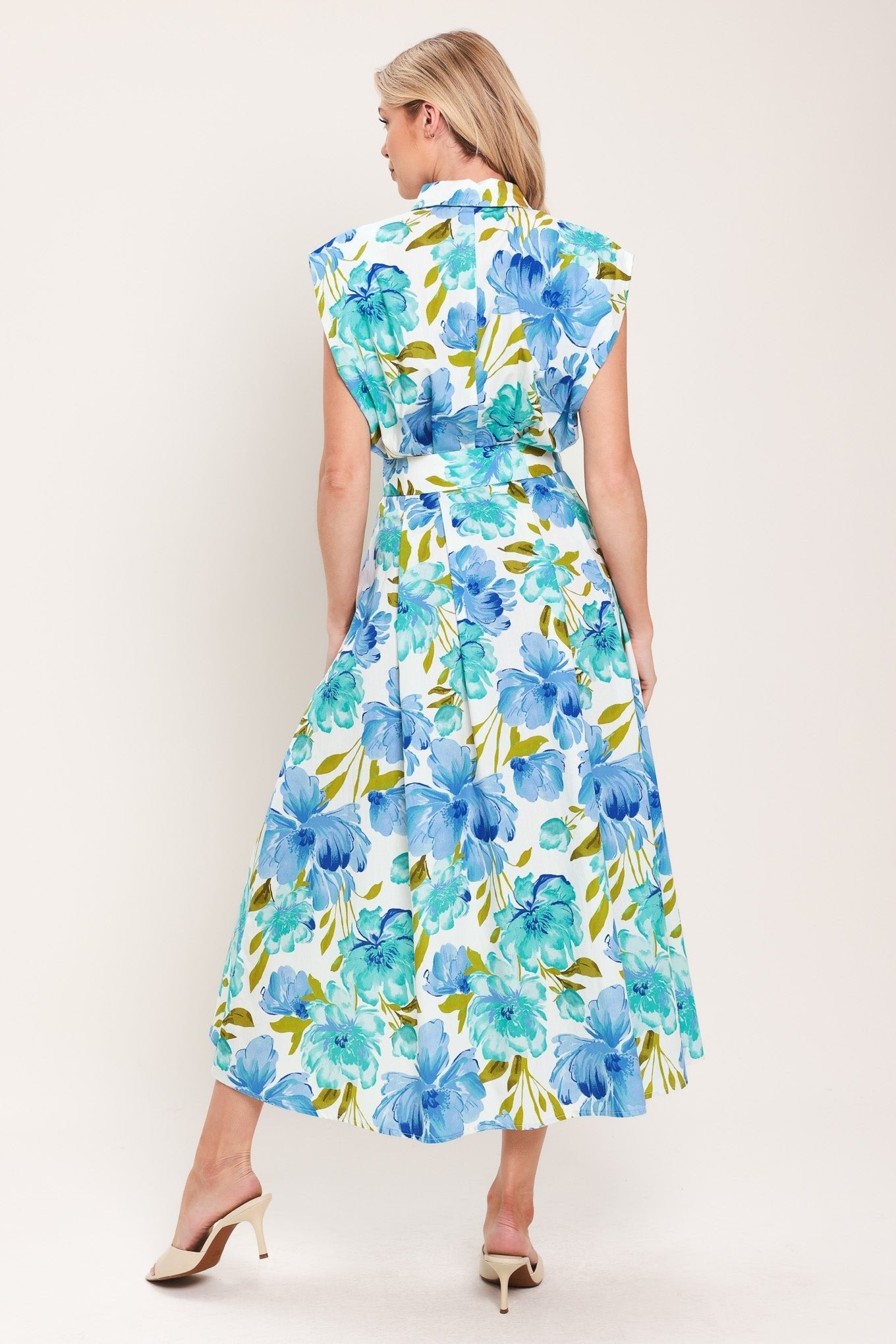 MODERN BLOOM WOVEN MIDI DRESS by Flying Tomato at Shirley Shoppe