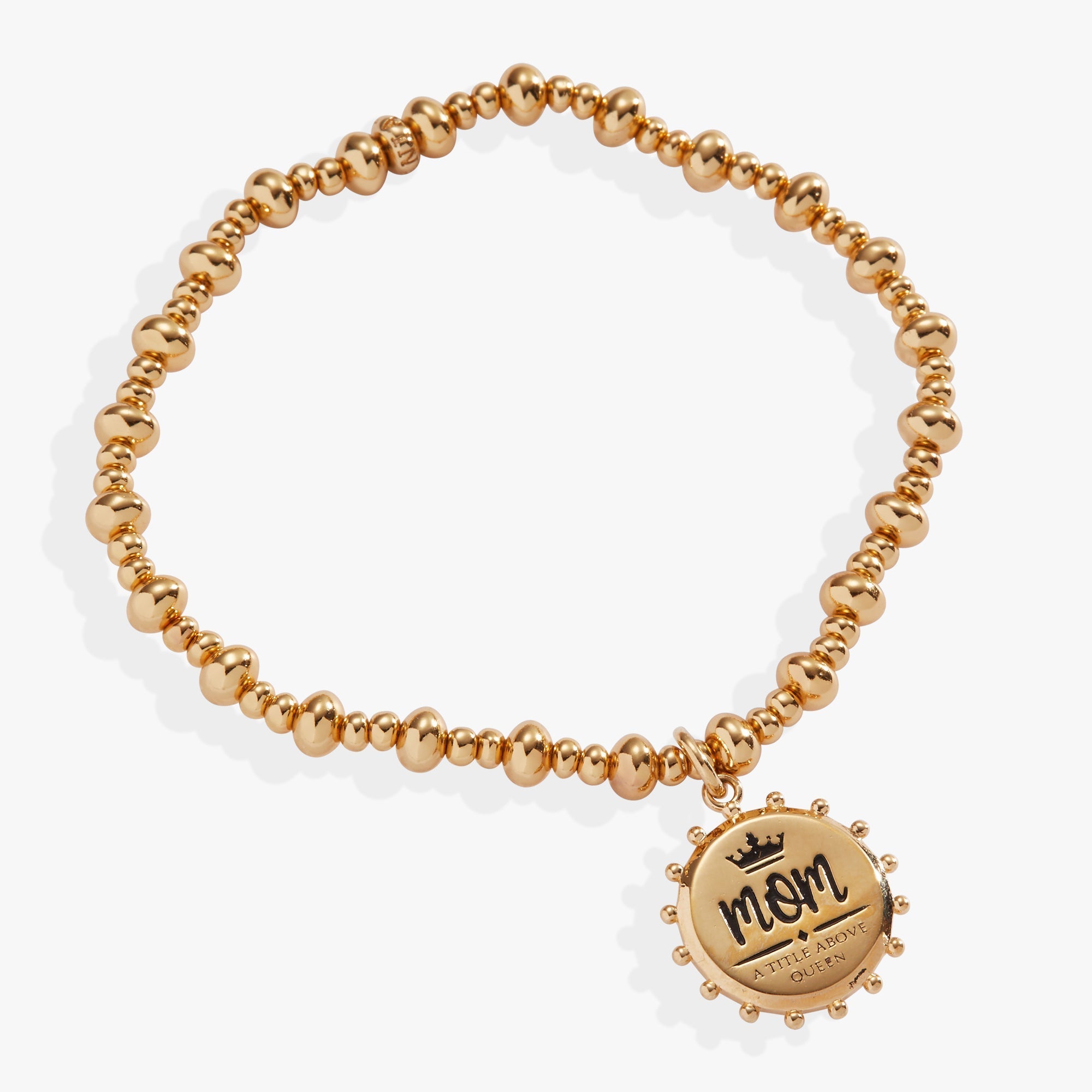 'Mom, A Title Above Queen' Beaded Stretch Charm Bracelet by ALEX AND ANI at Shirley Shoppe