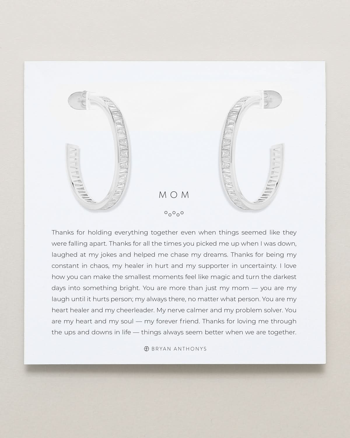 Mom Baguette Maxi Hoop Earrings by Bryan Anthonys at Shirley Shoppe