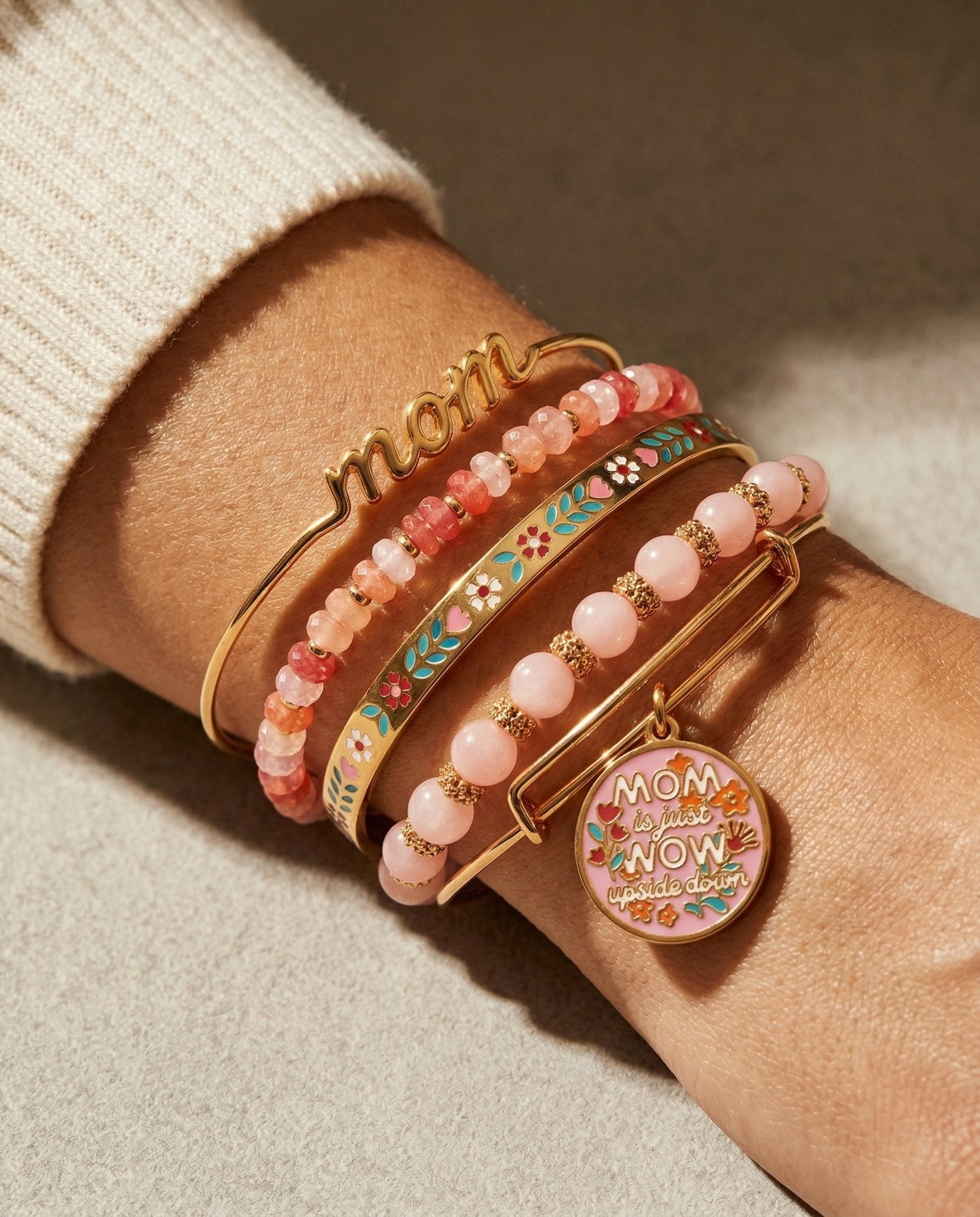 'Mom Is Just Wow Upside Down' Bangle Set of 5 by ALEX AND ANI at Shirley Shoppe
