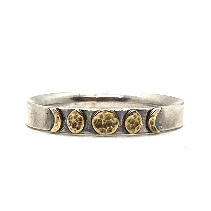 Moon Phase Band Ring in Brass and Sterling Silver by Alison Morse at Shirley Shoppe