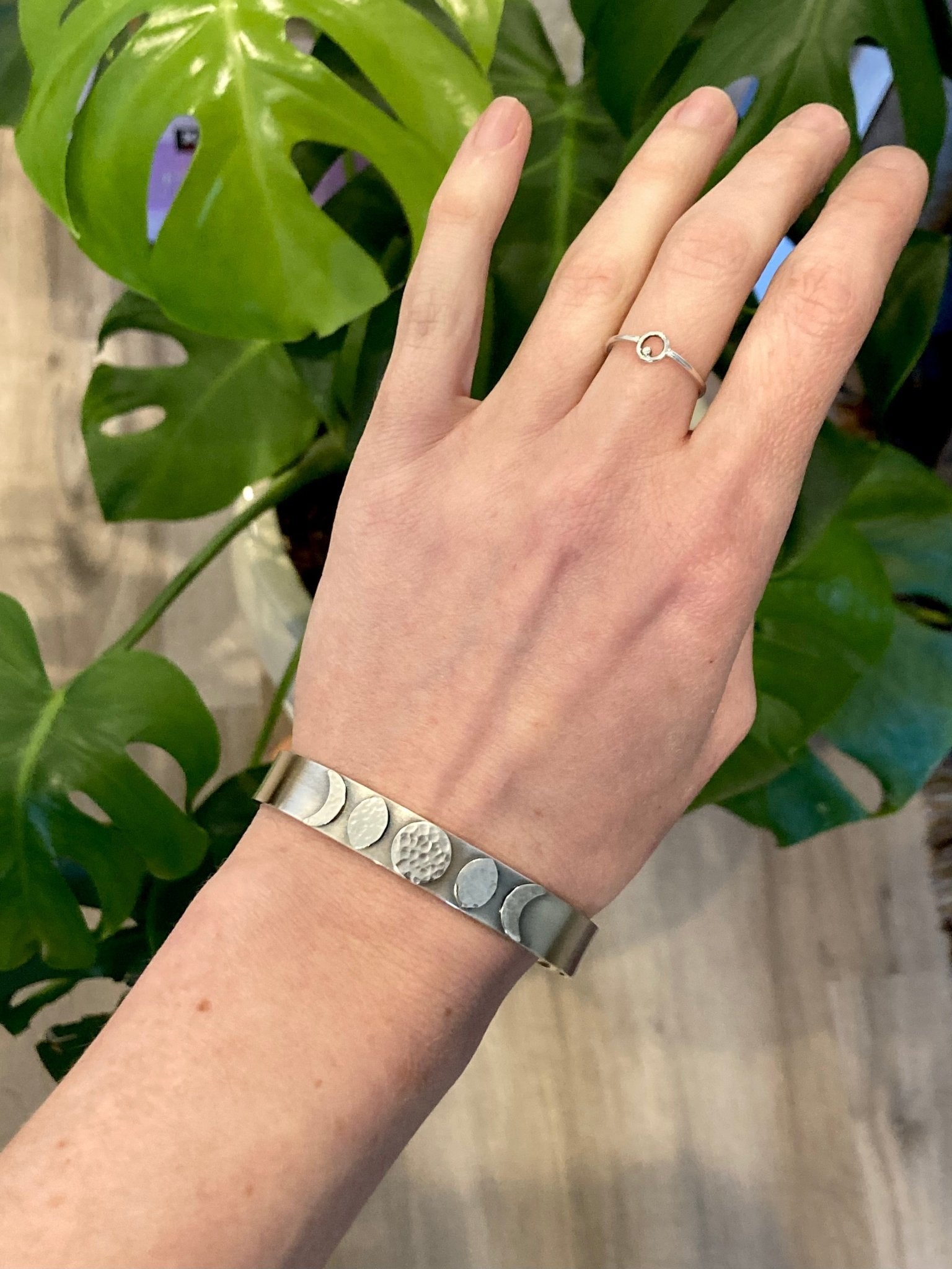 Moon Phase Cuff Bracelet in Sterling Silver by Alison Morse at Shirley Shoppe