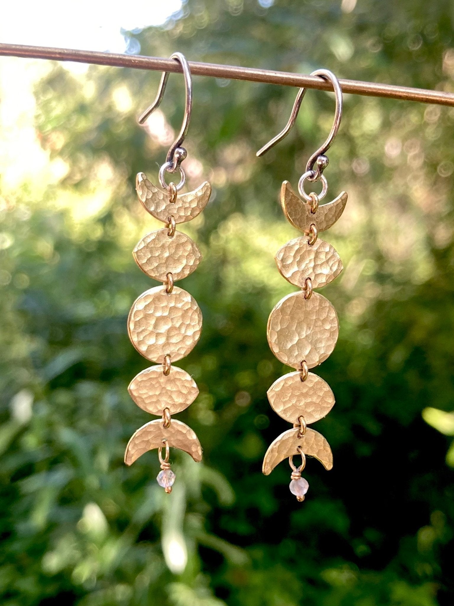 Moon Phase Earrings in Brass by Alison Morse at Shirley Shoppe
