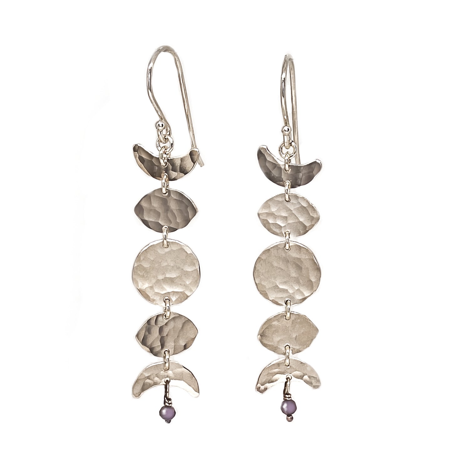 Moon Phase Earrings in Sterling Silver by Alison Morse at Shirley Shoppe