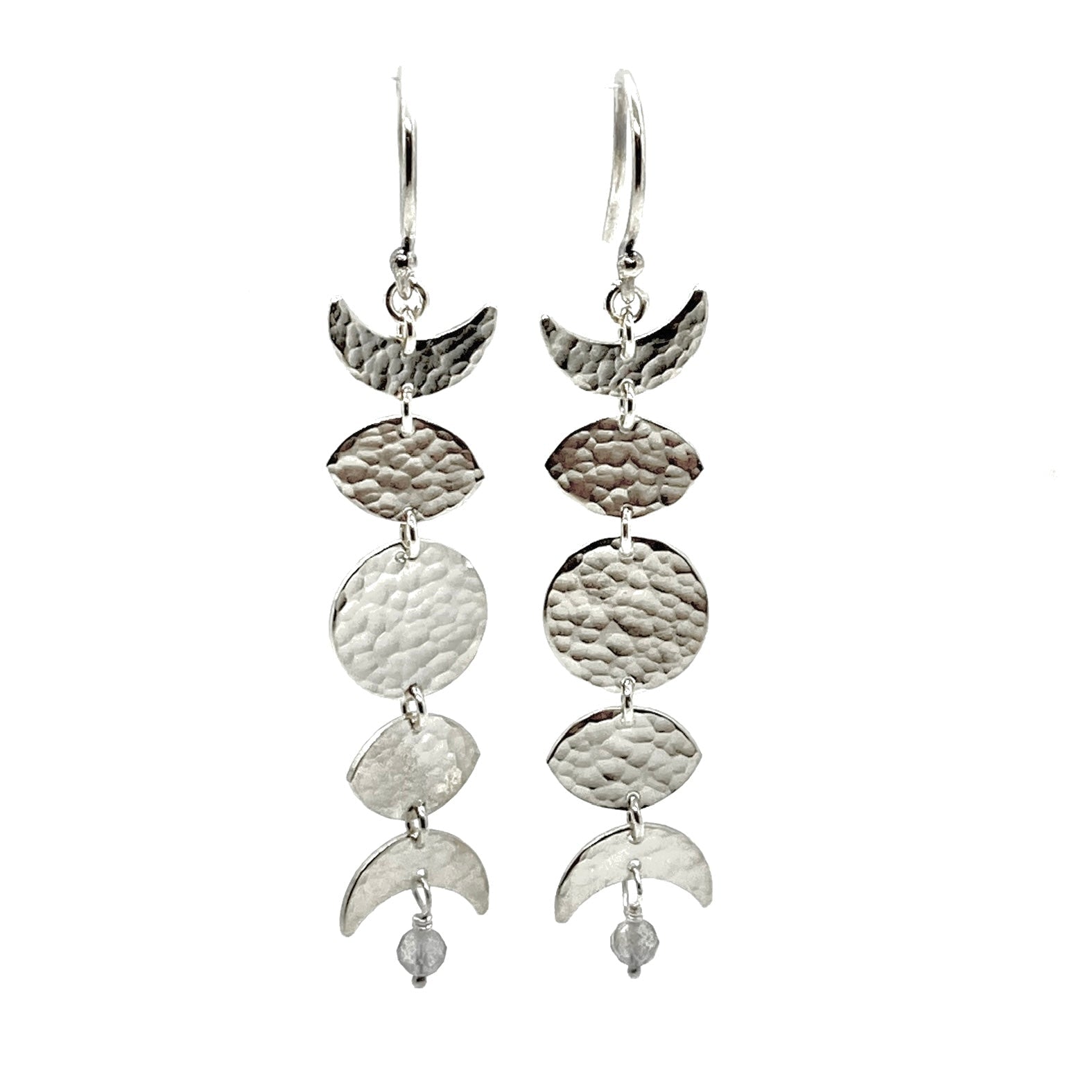 Moon Phase Earrings in Sterling Silver by Alison Morse at Shirley Shoppe