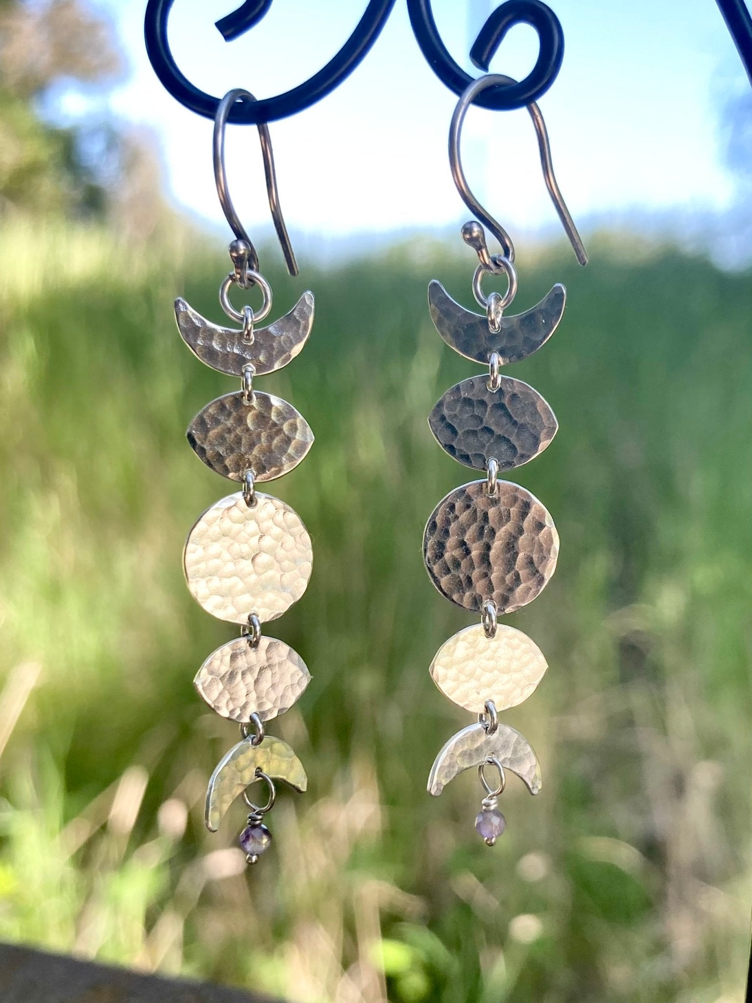 Moon Phase Earrings in Sterling Silver by Alison Morse at Shirley Shoppe