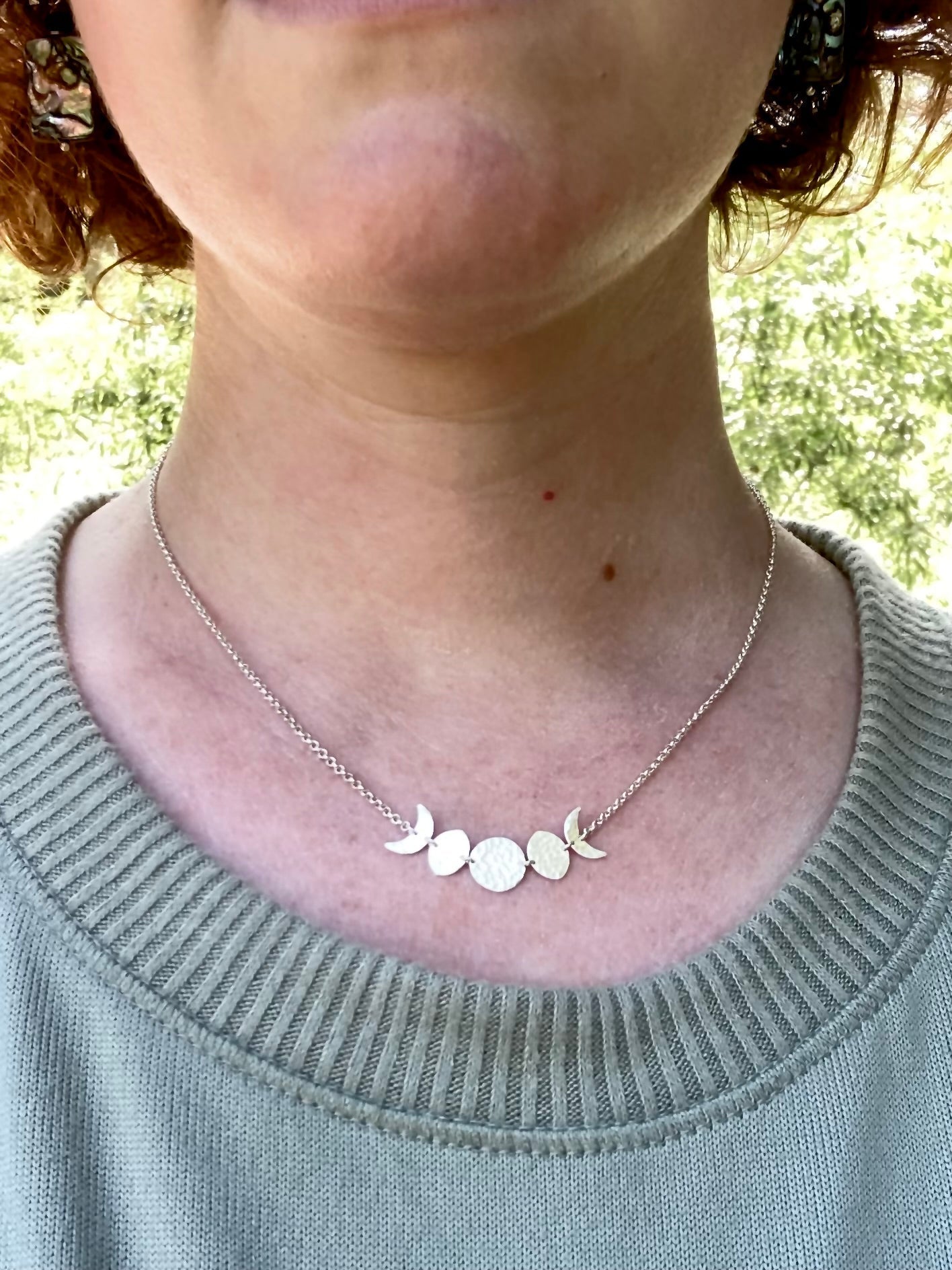 Moon Phase Necklace in Sterling Silver by Alison Morse at Shirley Shoppe