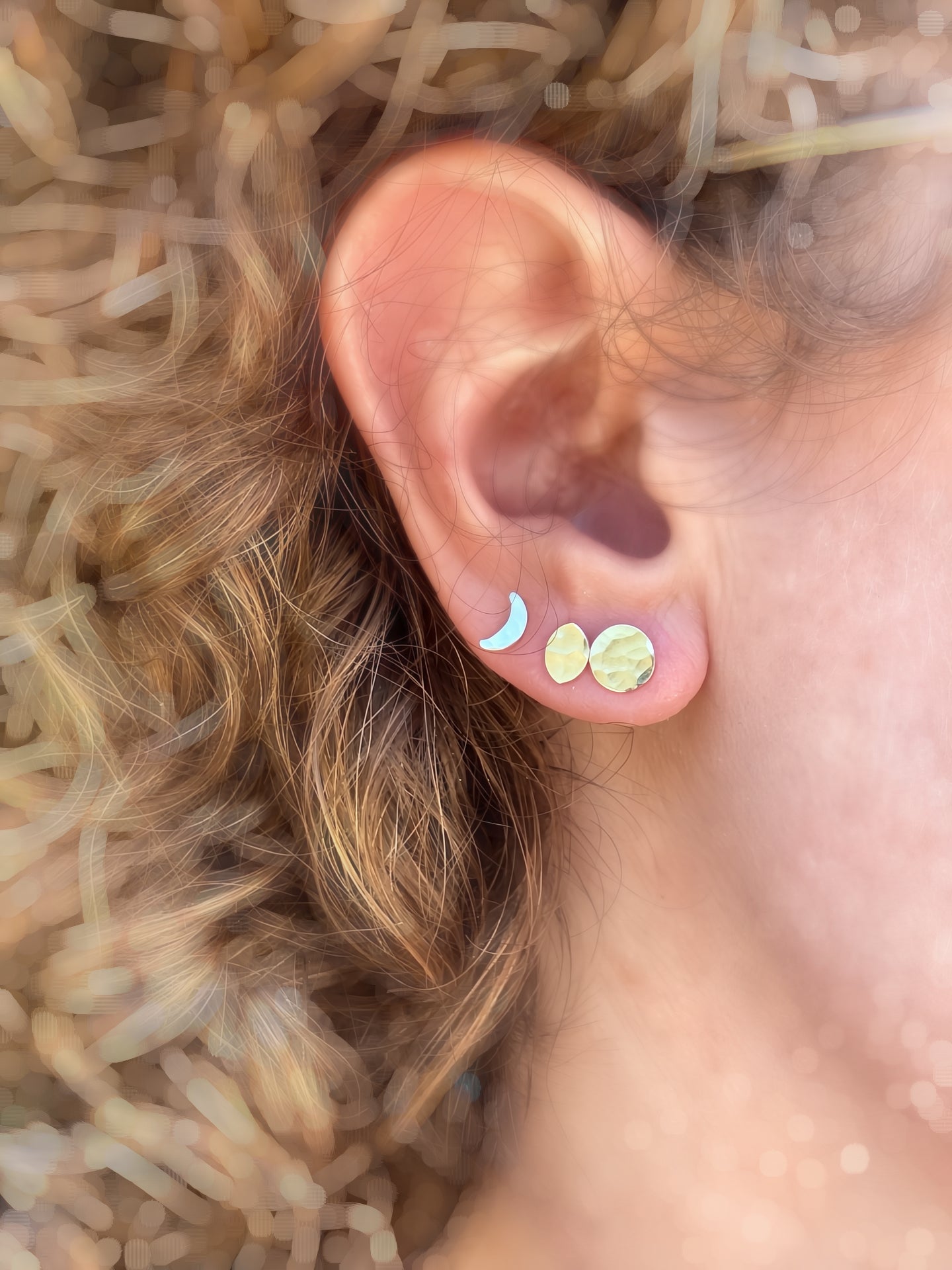 Moon Phase Stud Earring Set in Sterling Silver by Alison Morse at Shirley Shoppe