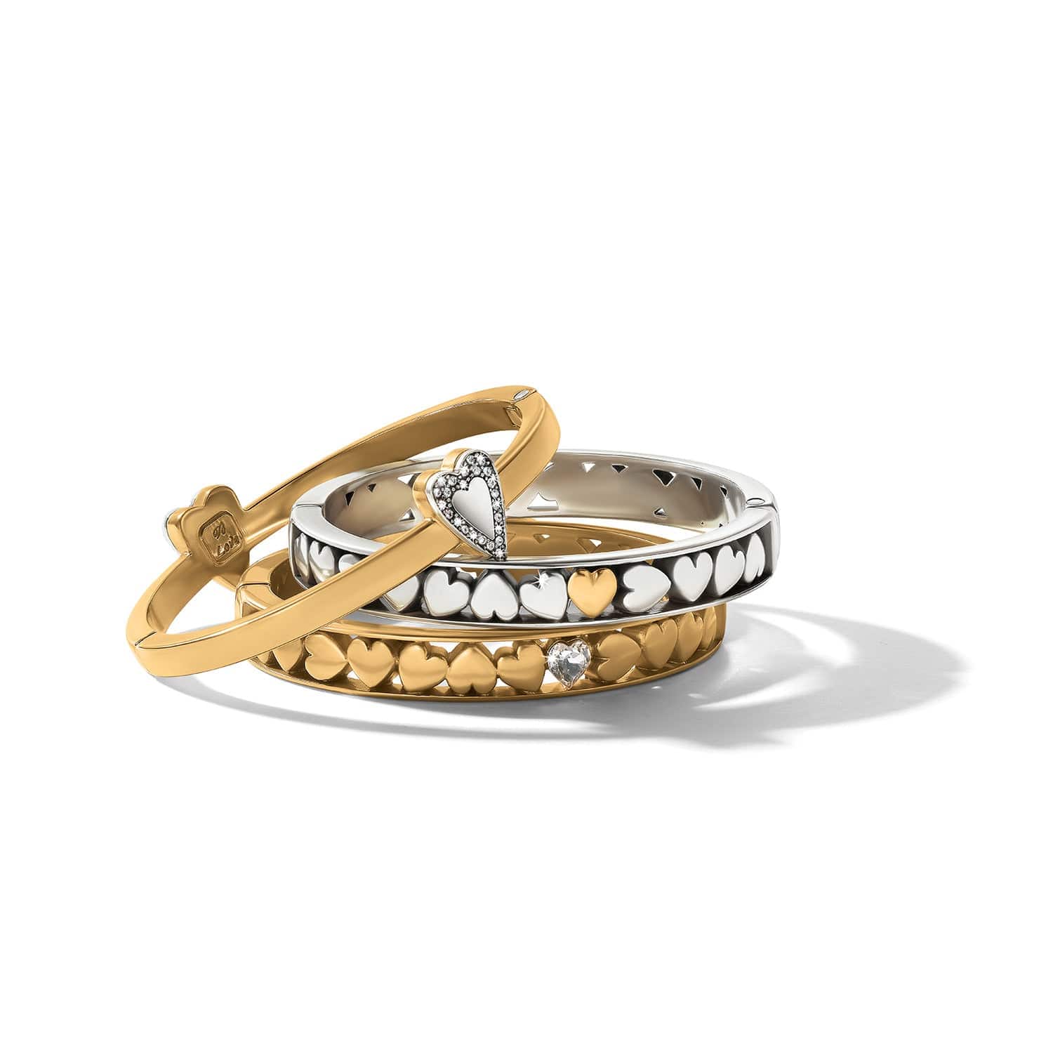 Mystery Of Love Golden Heart Hinged Bangle
