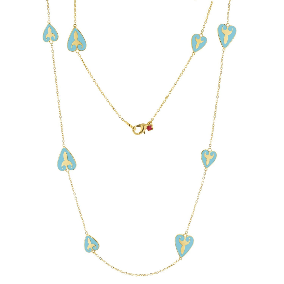 Bows And Hearts Necklace Gold Plated Brass