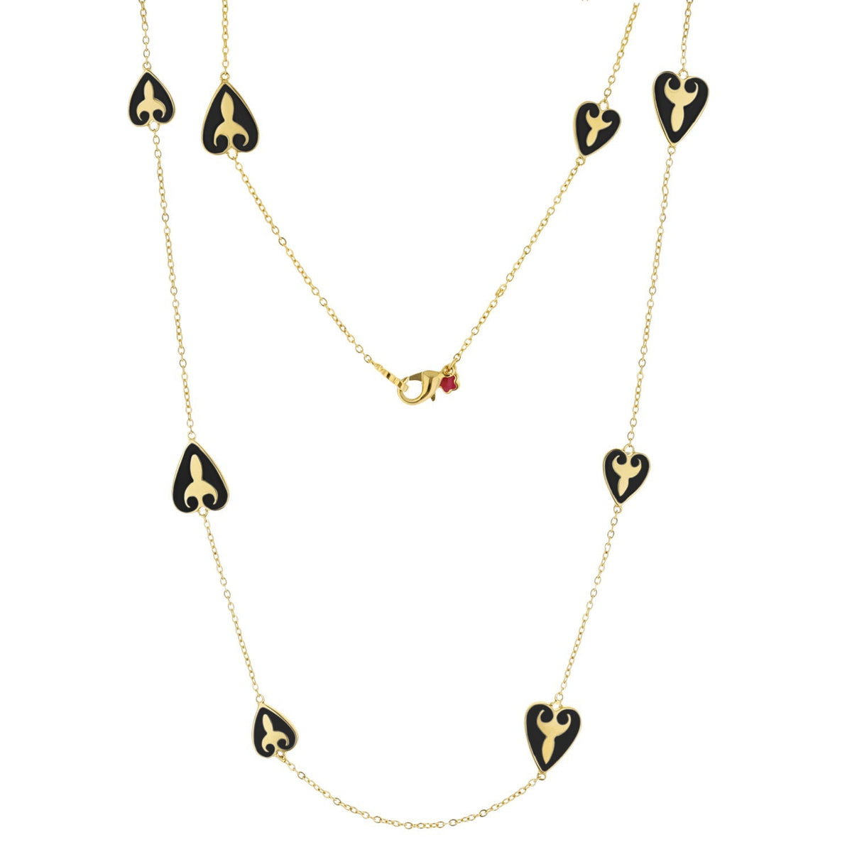 Bows And Hearts Necklace Gold Plated Brass