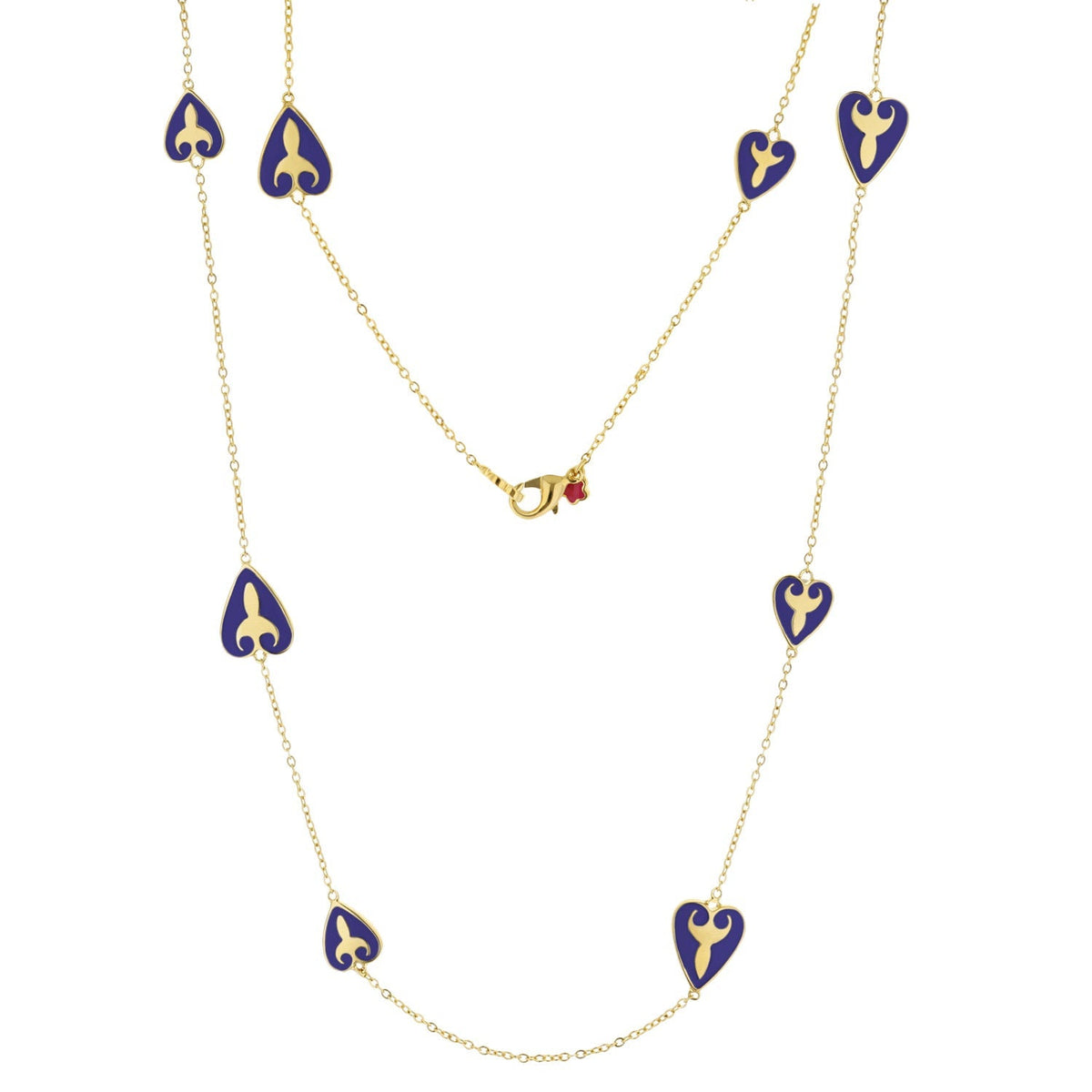 Bows And Hearts Necklace Gold Plated Brass
