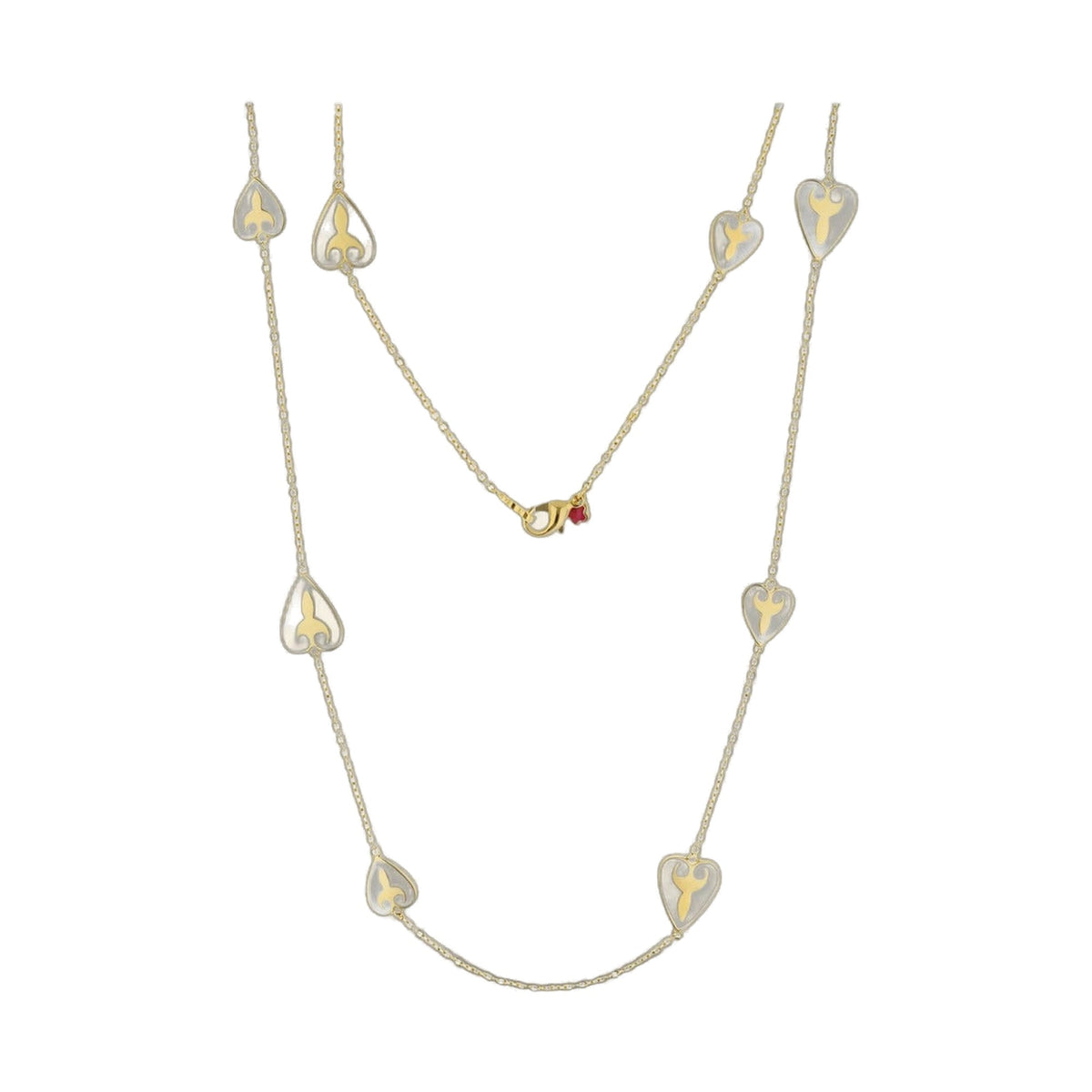 Bows And Hearts Necklace Gold Plated Brass