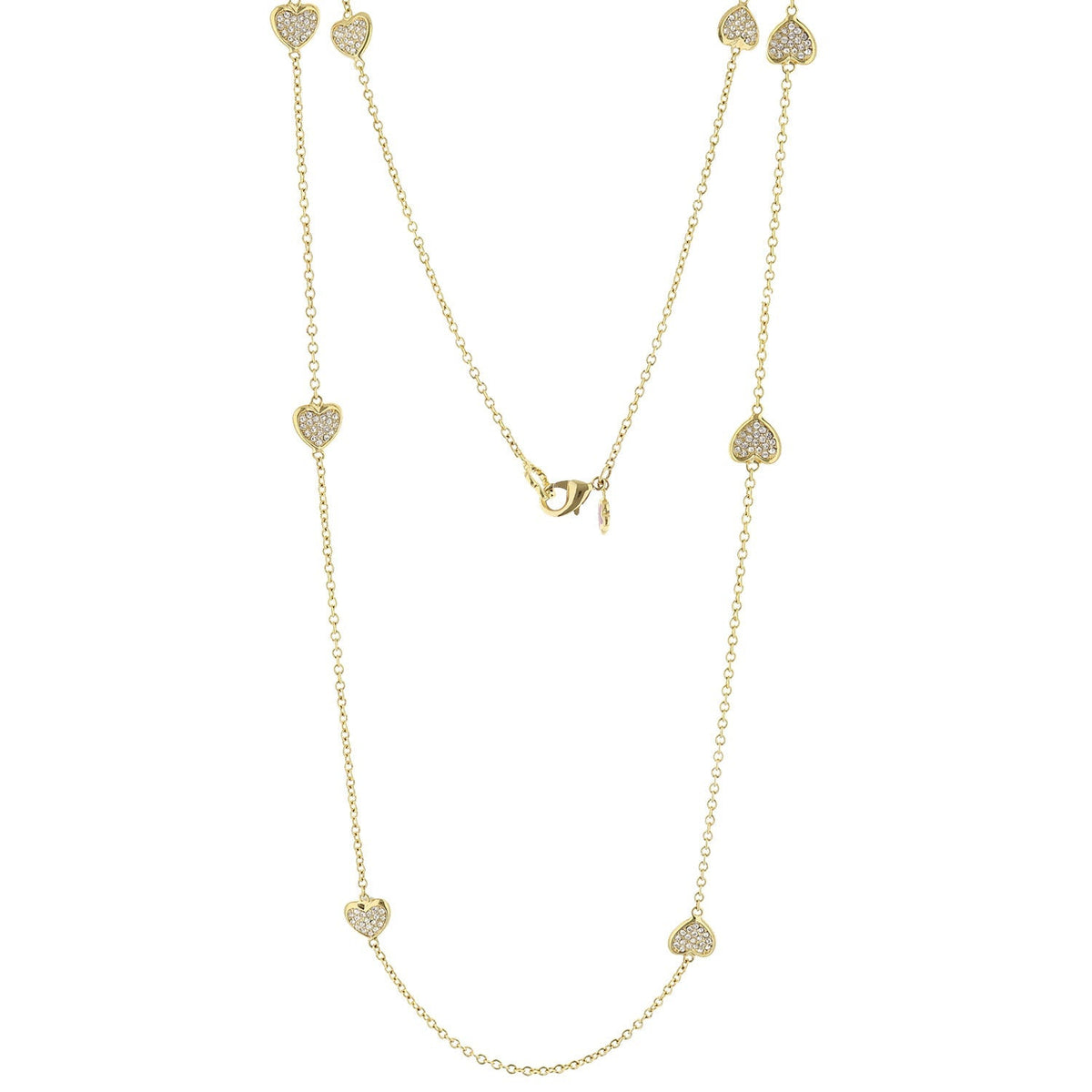Pave Love Necklace Long 48 Inch Brass Base