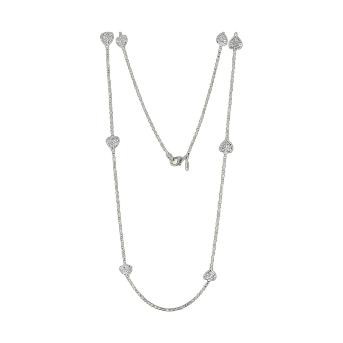 Pave Love Necklace Long 48 Inch Brass Base