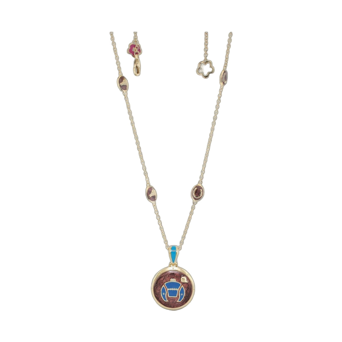 Equestrian Enamel Necklace — Royal Blue Silks