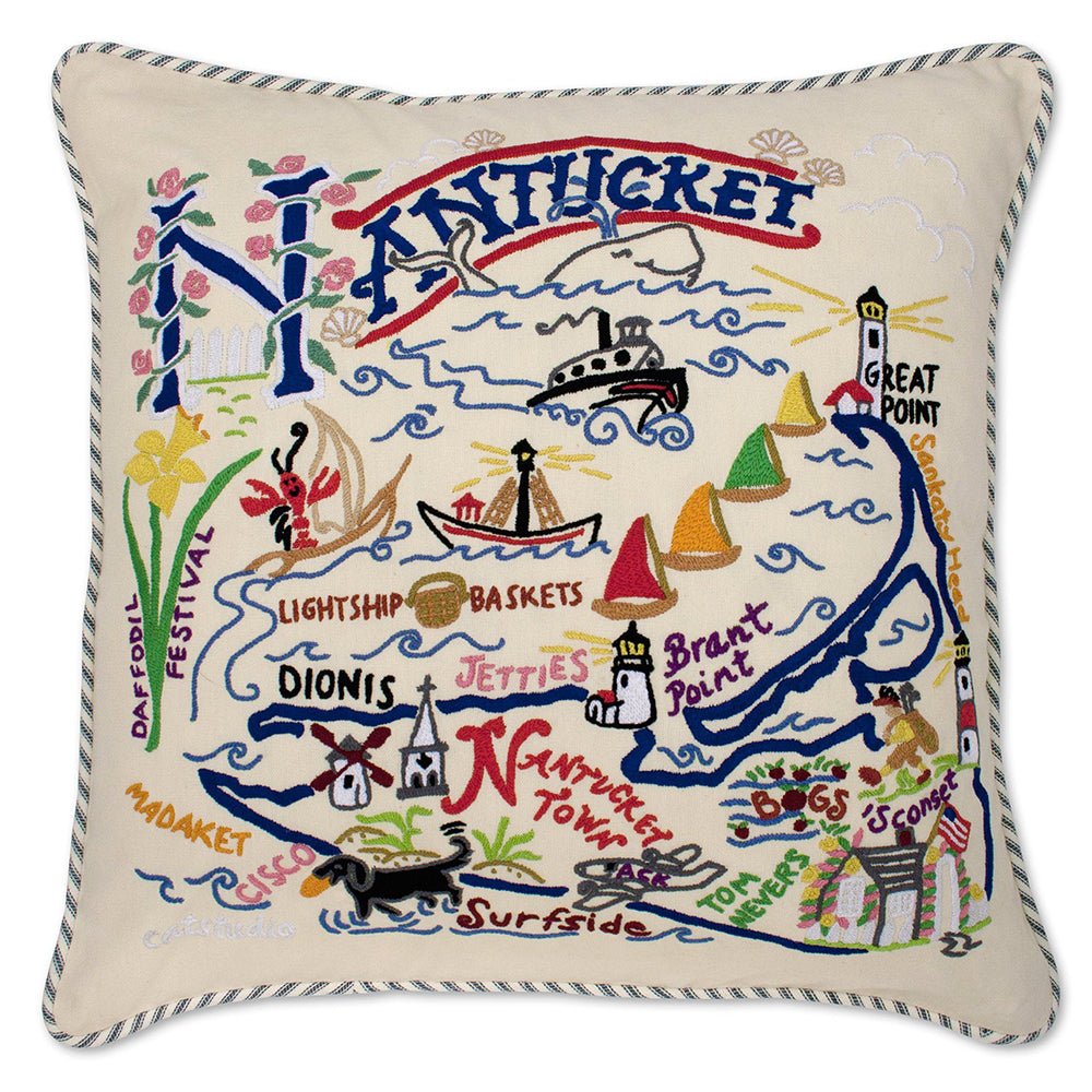 Nantucket Hand - Embroidered Pillow by Quirks! at Shirley Shoppe