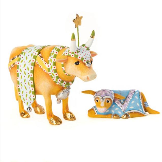 Nativity Cow & Calf Mini Figures by Patience Brewster RETIRED by Quirks! at Shirley Shoppe