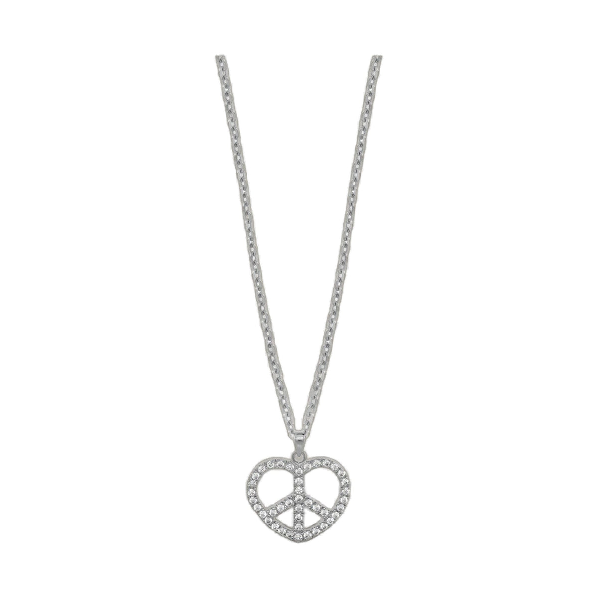 Children's Pave Heart Peace Necklace