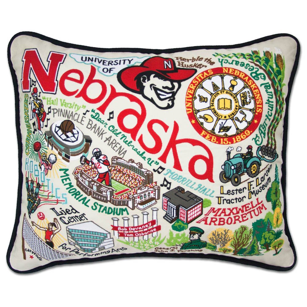 Nebraska, University of Collegiate Embroidered Pillow by CatStudio by Quirks! at Shirley Shoppe